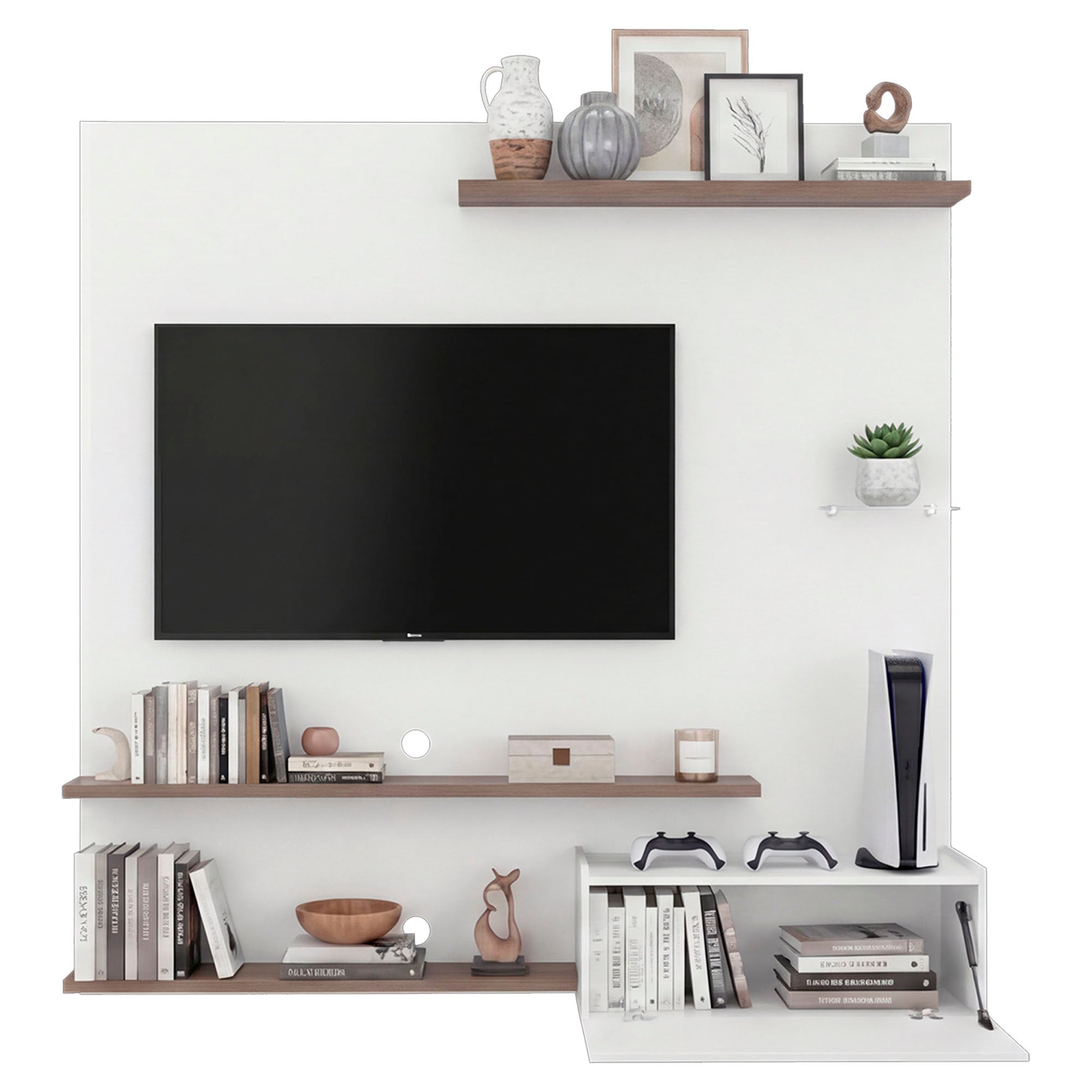 Panel De Tv Henry 180X180X36 Rta Blanco Mqz Avellana