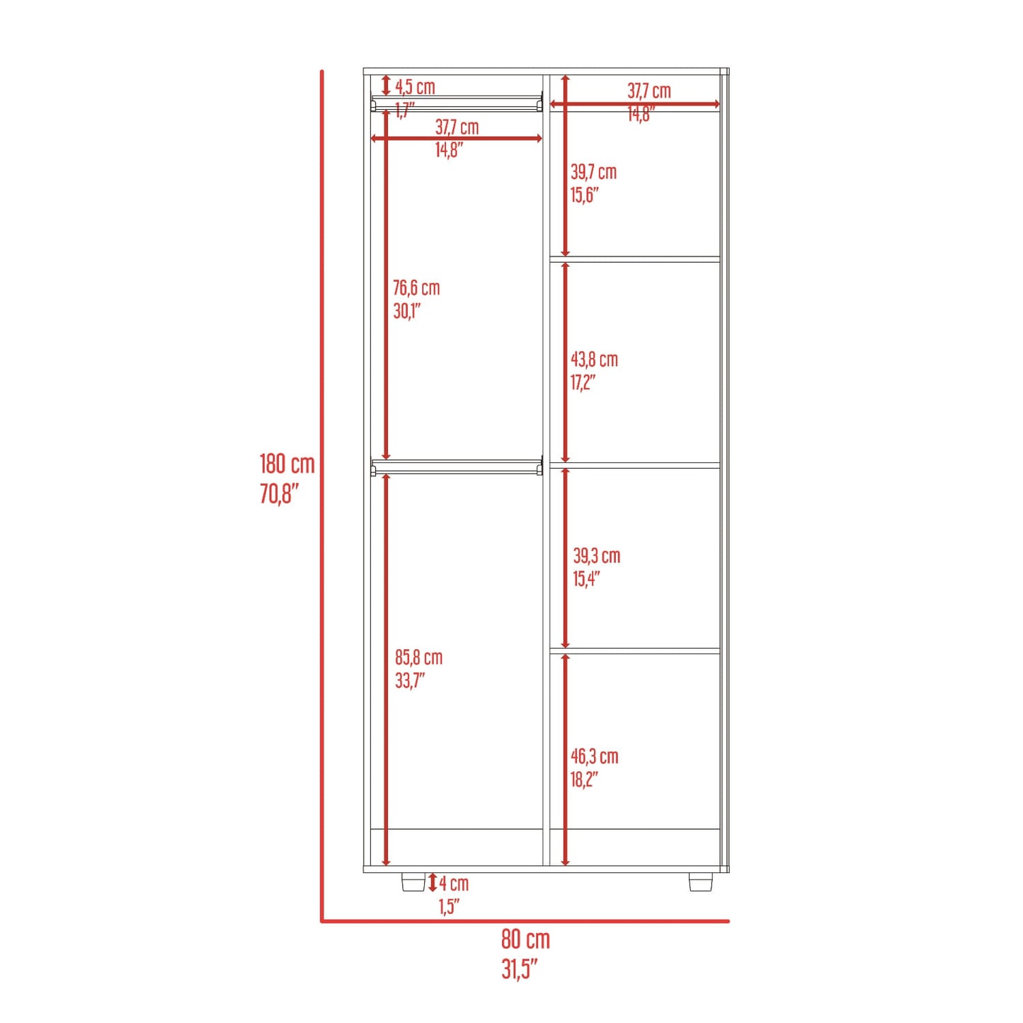 Closet Tera 180X80X48 Rta Fresno Wengue