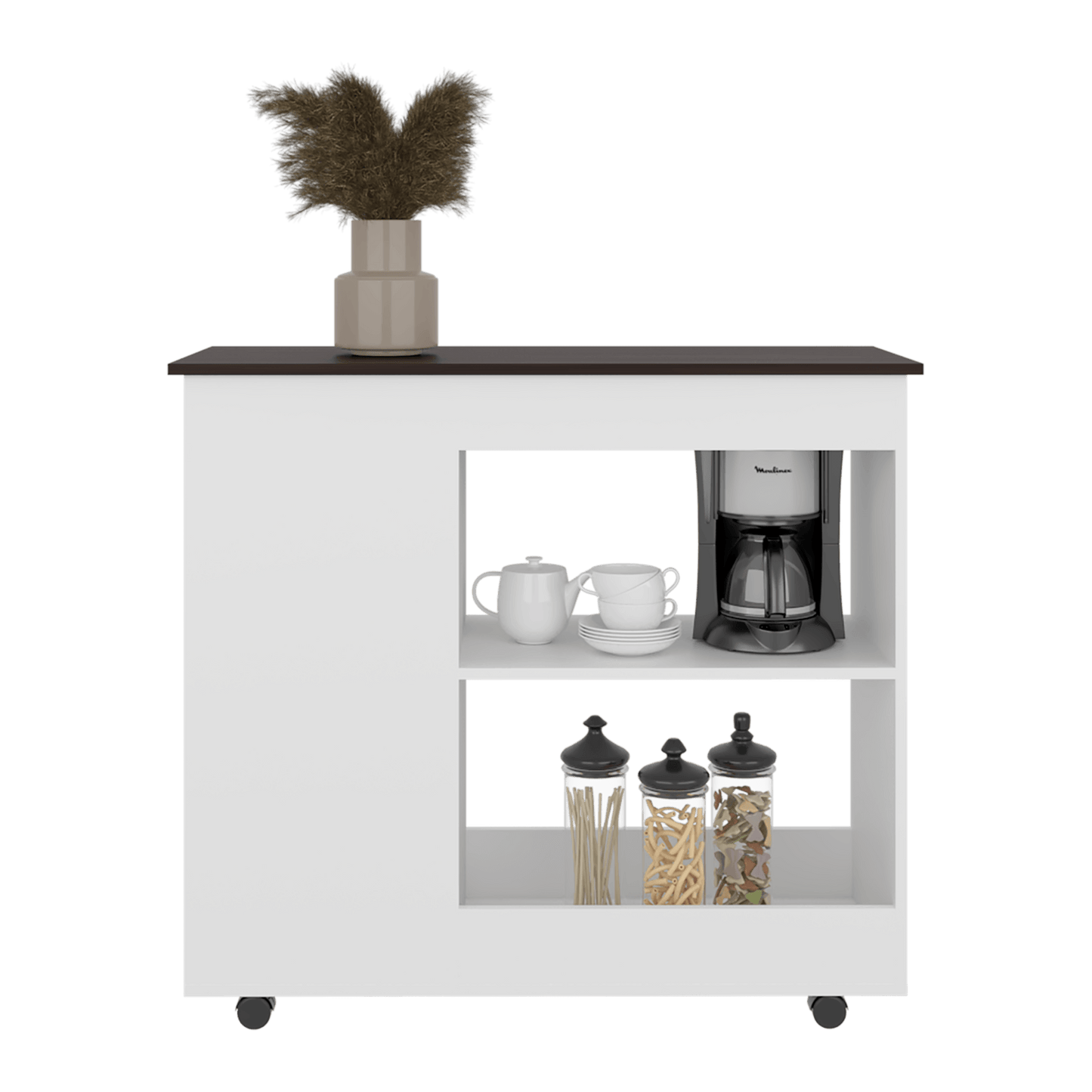 Meson De Cocina Nigella 89X100X40 Rta Blanco Nogal Zf