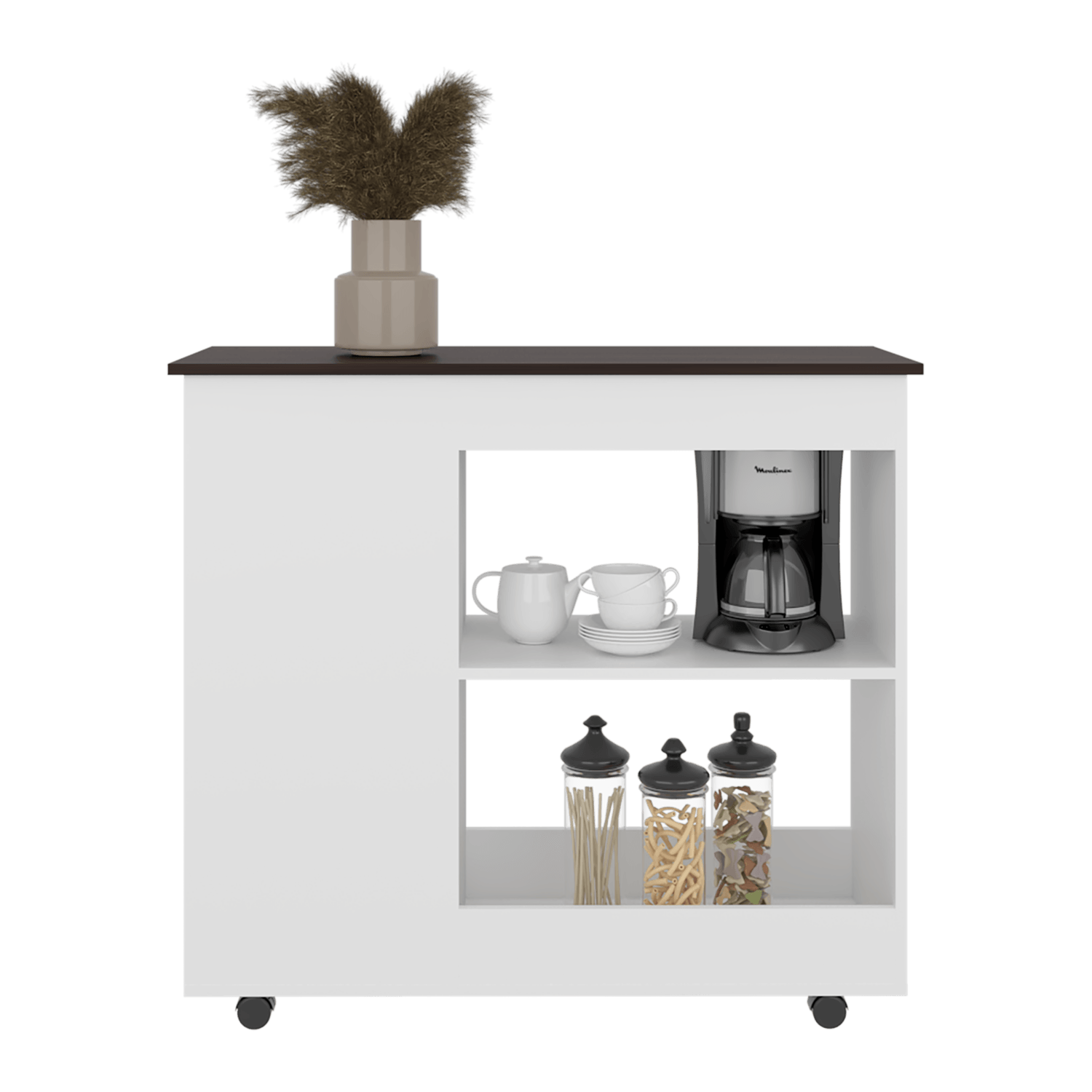 Meson De Cocina Nigella 89X100X40 Rta Blanco Nogal Zf
