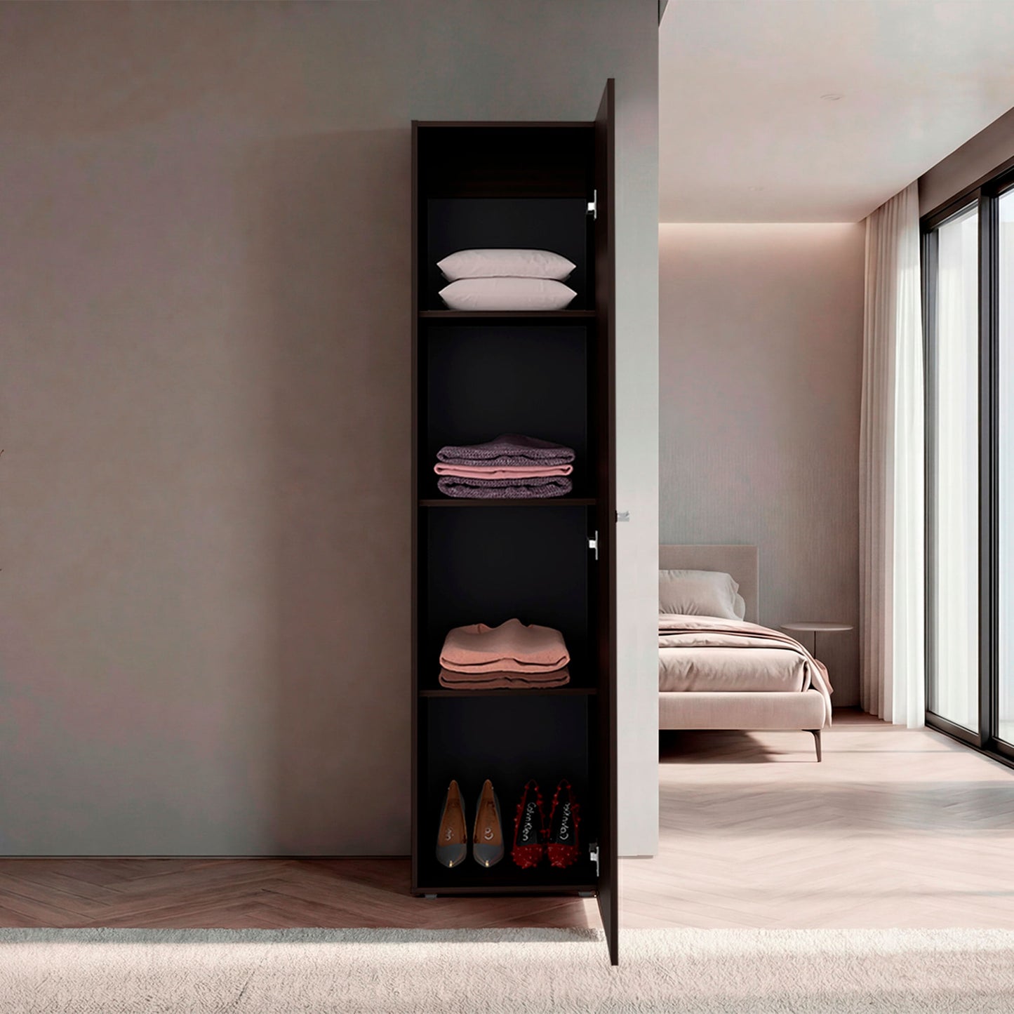 Closet Con Espejo Home Dreams 170X40X40 Rta Kronos Nogal Zf