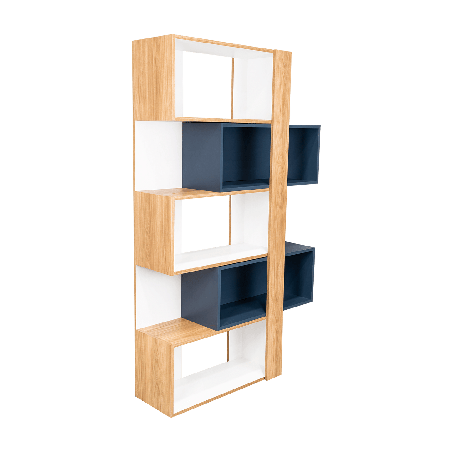 Biblioteca Beijing  161X70X28 Rta Fresno/Blanco + Azul