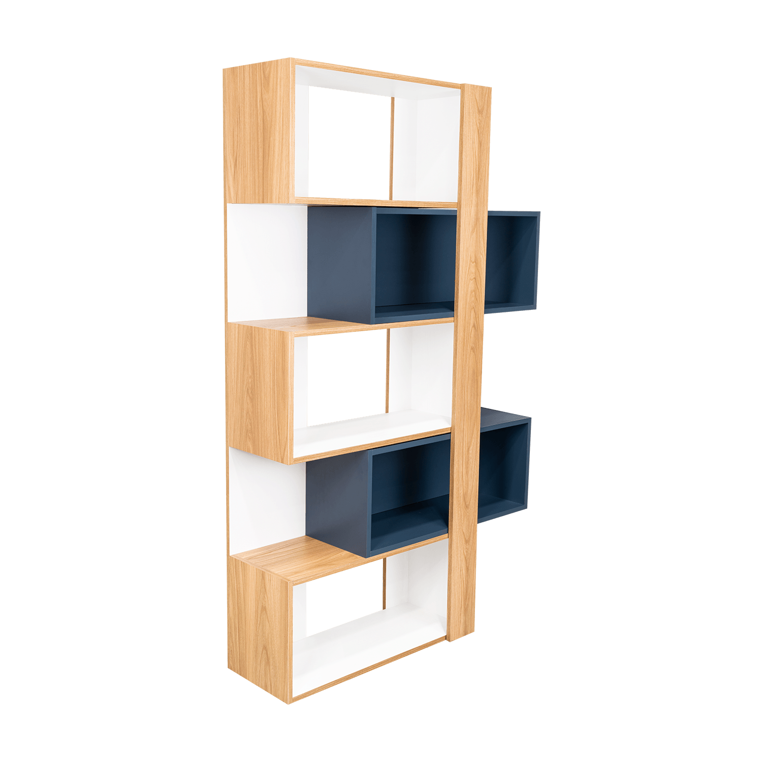Biblioteca Beijing  161X70X28 Rta Fresno/Blanco + Azul