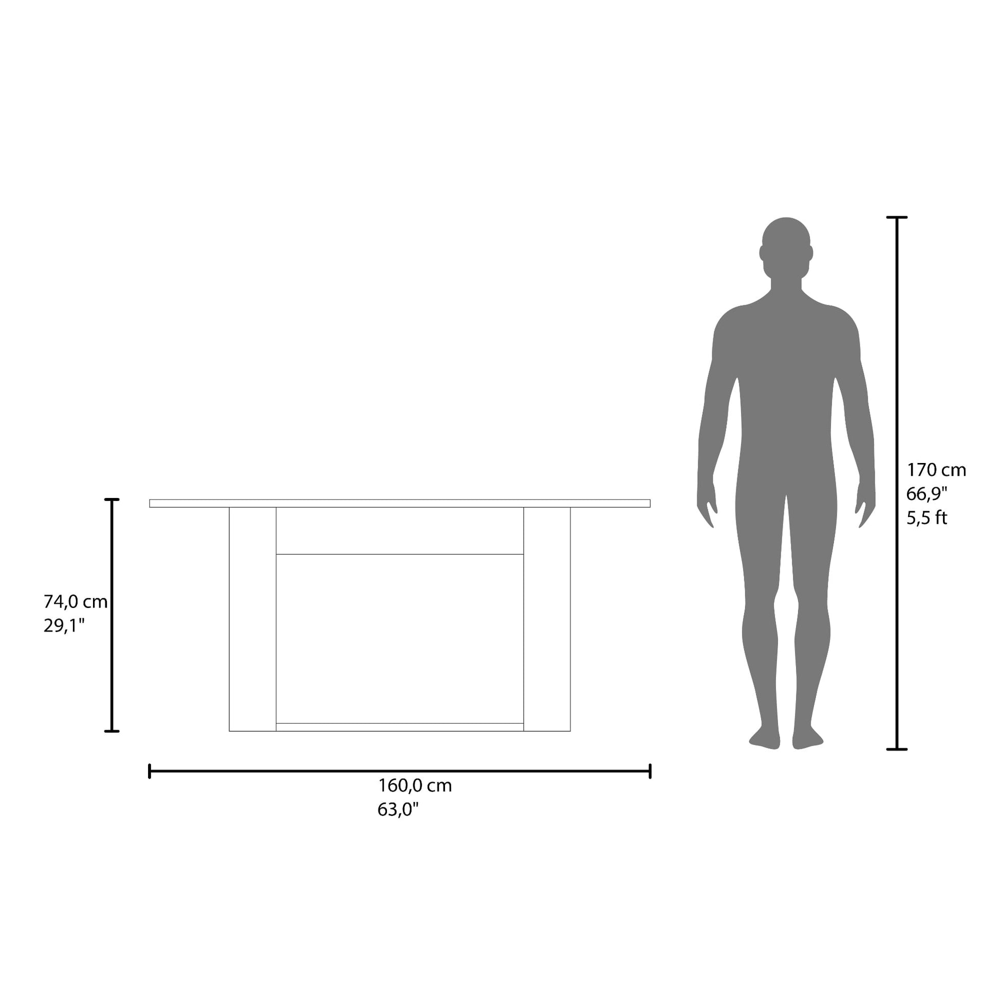 Mesa Comedor Volterra 74X160X85 Rta Positano