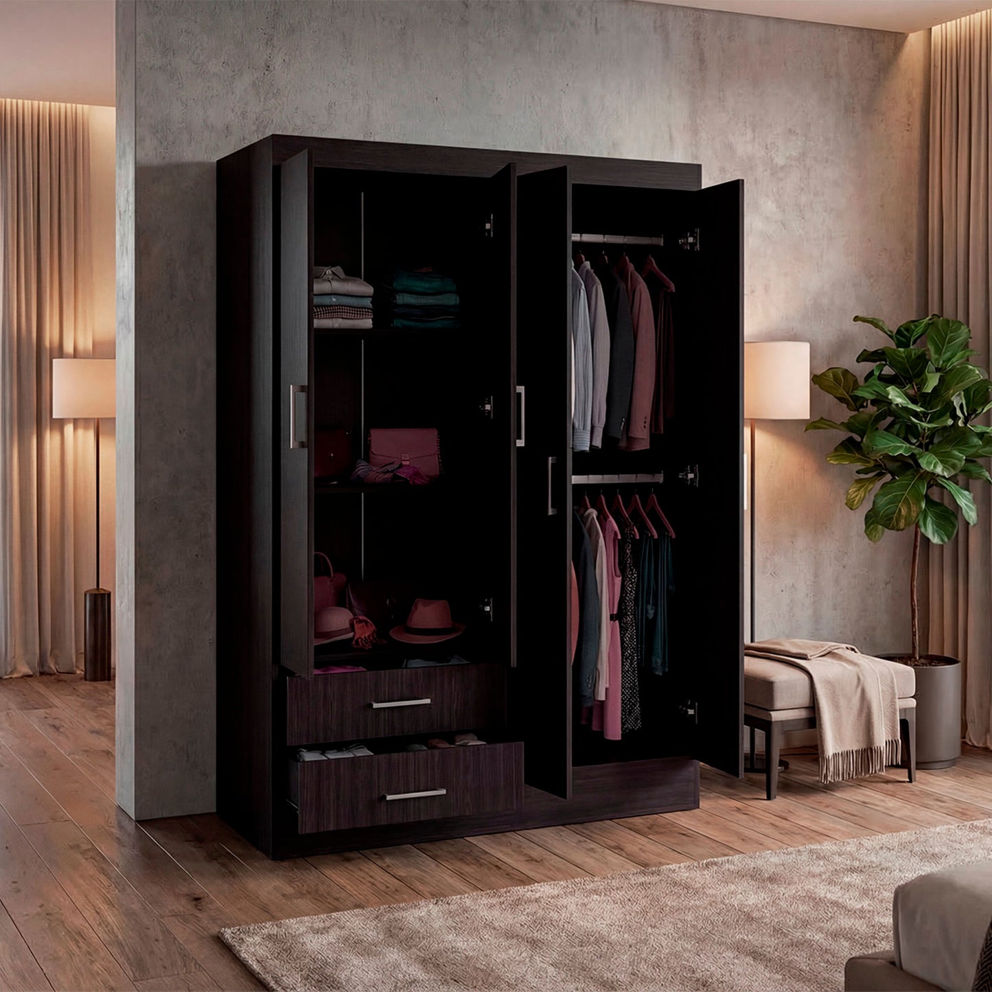 Closet 120 Sarani 182X119X44 Rta Wengue Zf