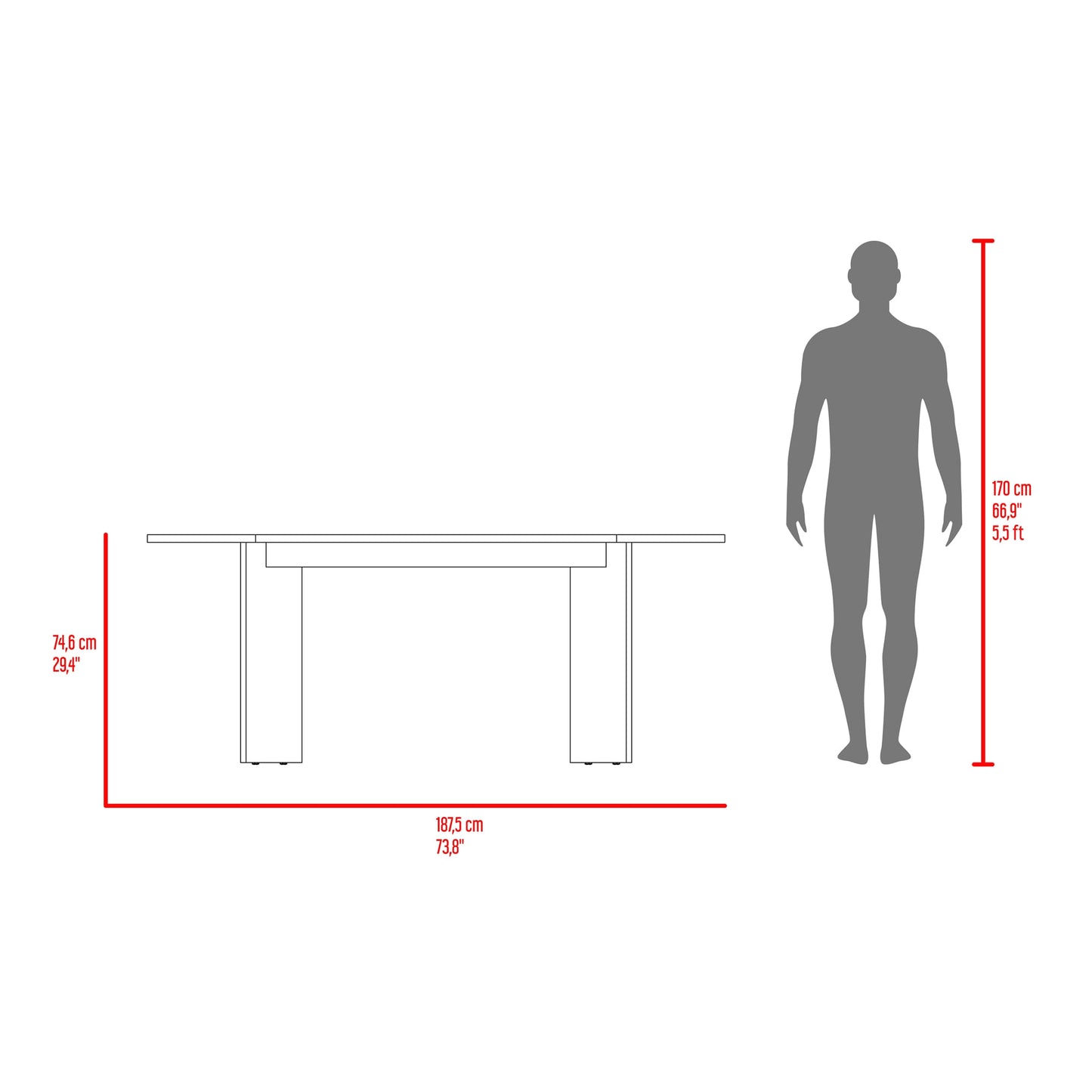 Comedor Ted 74X187X70 Rta Fresno Eu