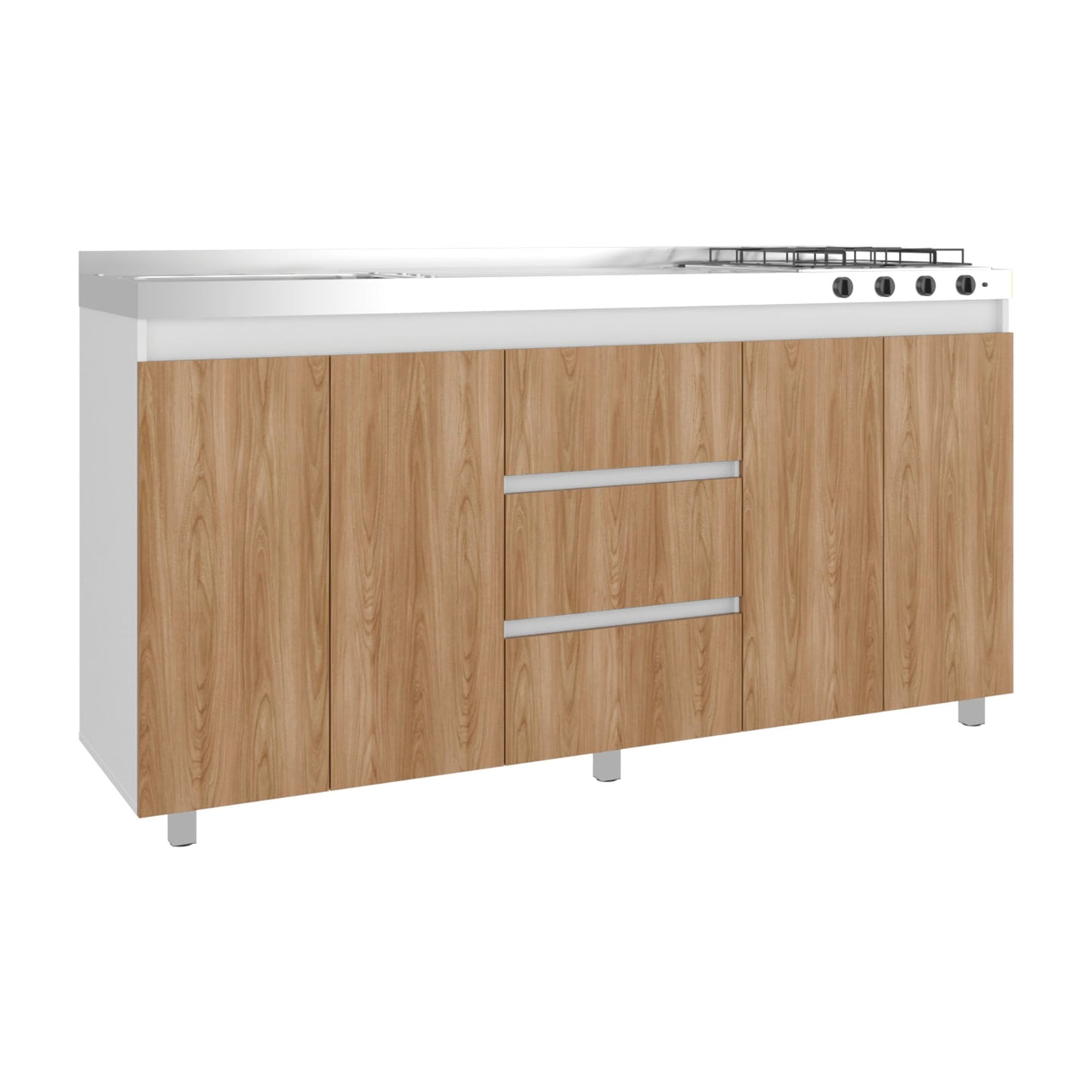 Mueble Inferior Cocina Boreal Izq 89X179X49 Rta Blanco Fresno