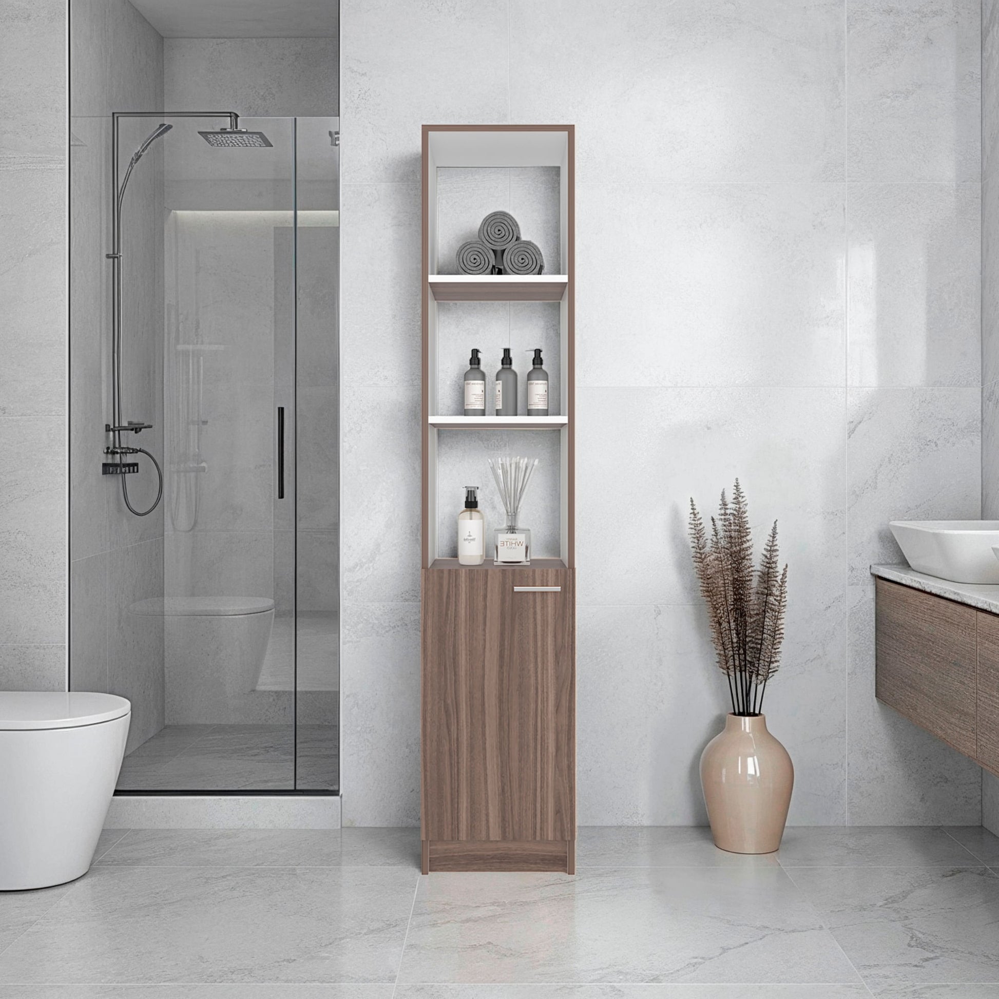 Mueble Auxiliar De Baño Bath 162X33X26 Rta Avellana Blanco Zf