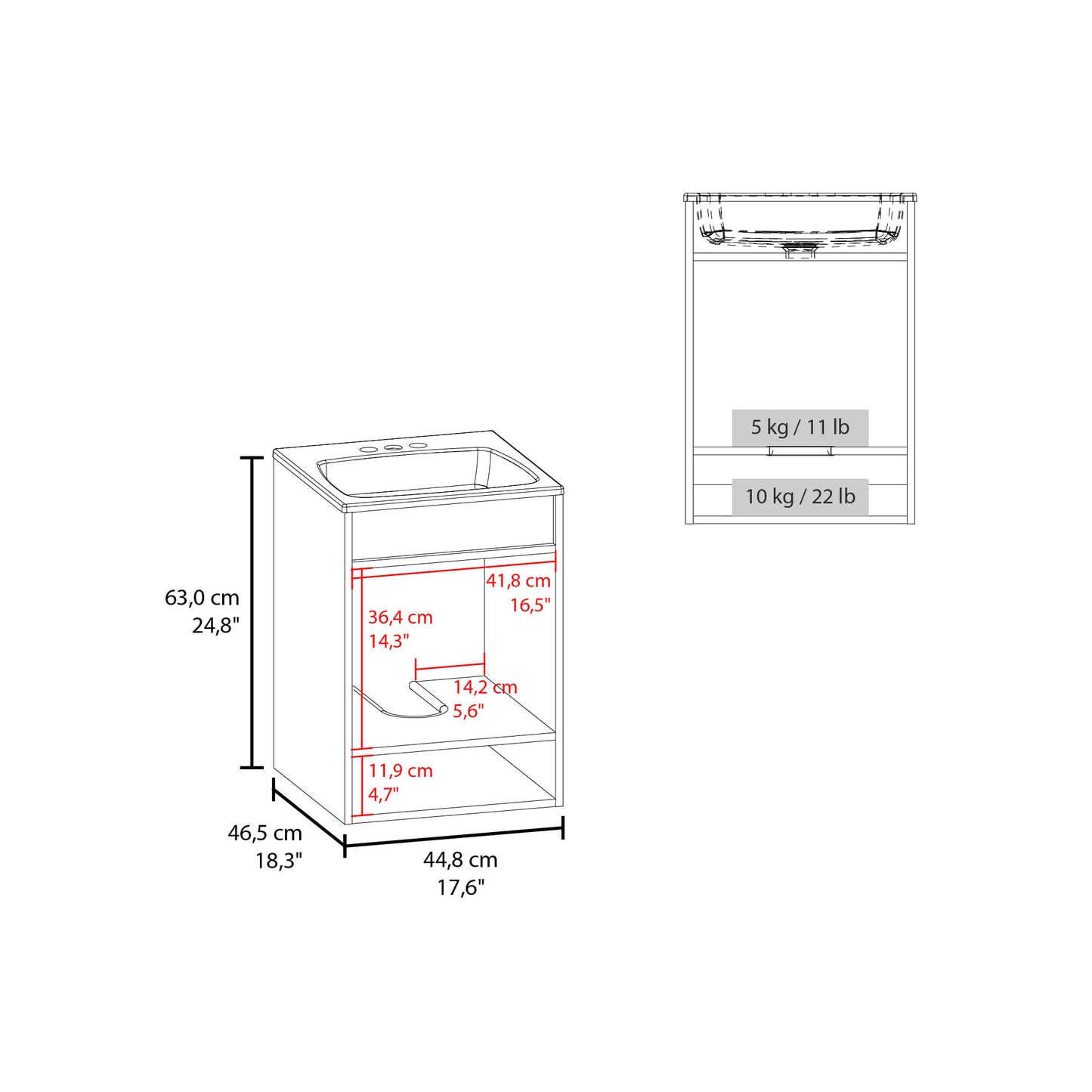 Mueble De Baño Nissi 45 63X44X46 Rta Fresno Europeo Zf