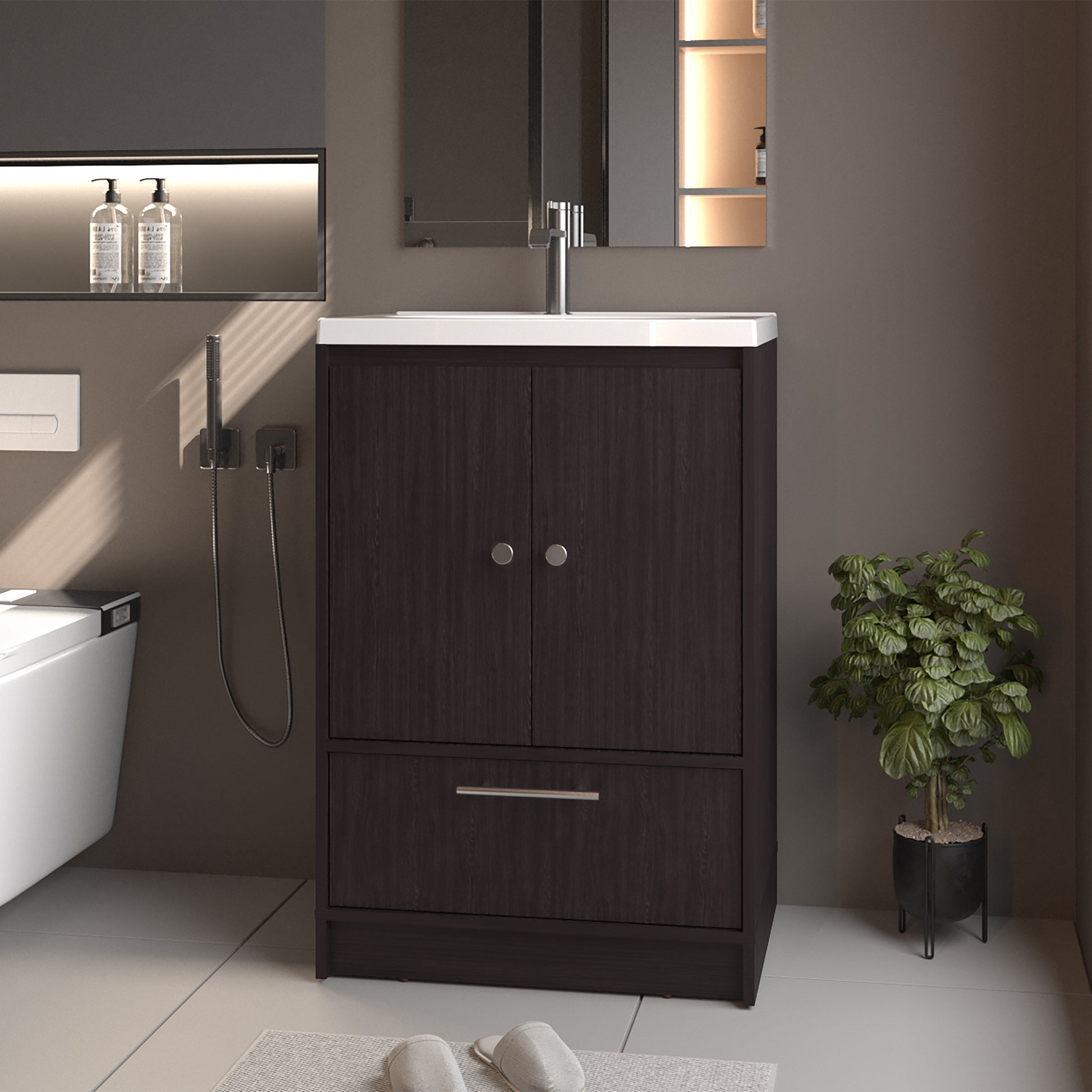 Mueble Para Lavamanos Madison 60 A Piso 89X60X45 Rta Wengue Zf