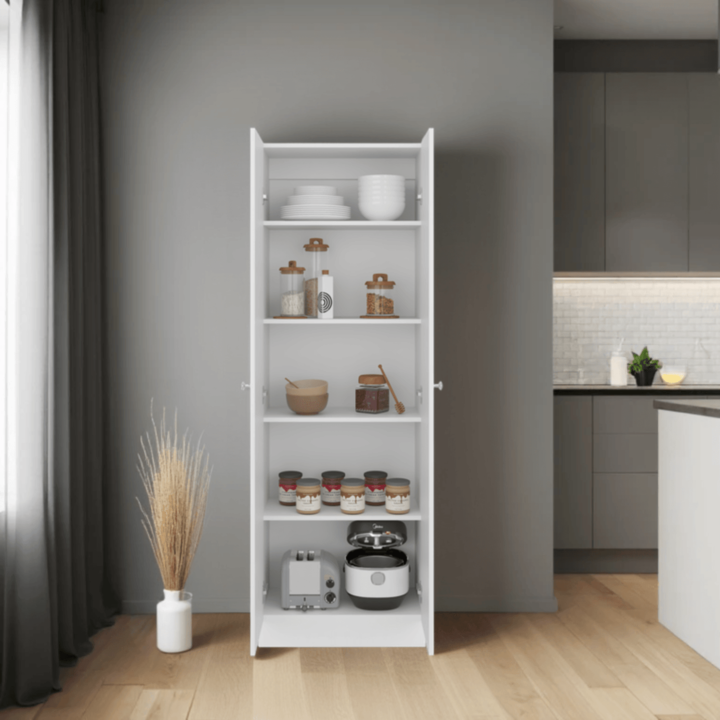 Mueble Alacena Multiuso 180X60X30 Rta Blanco Zf