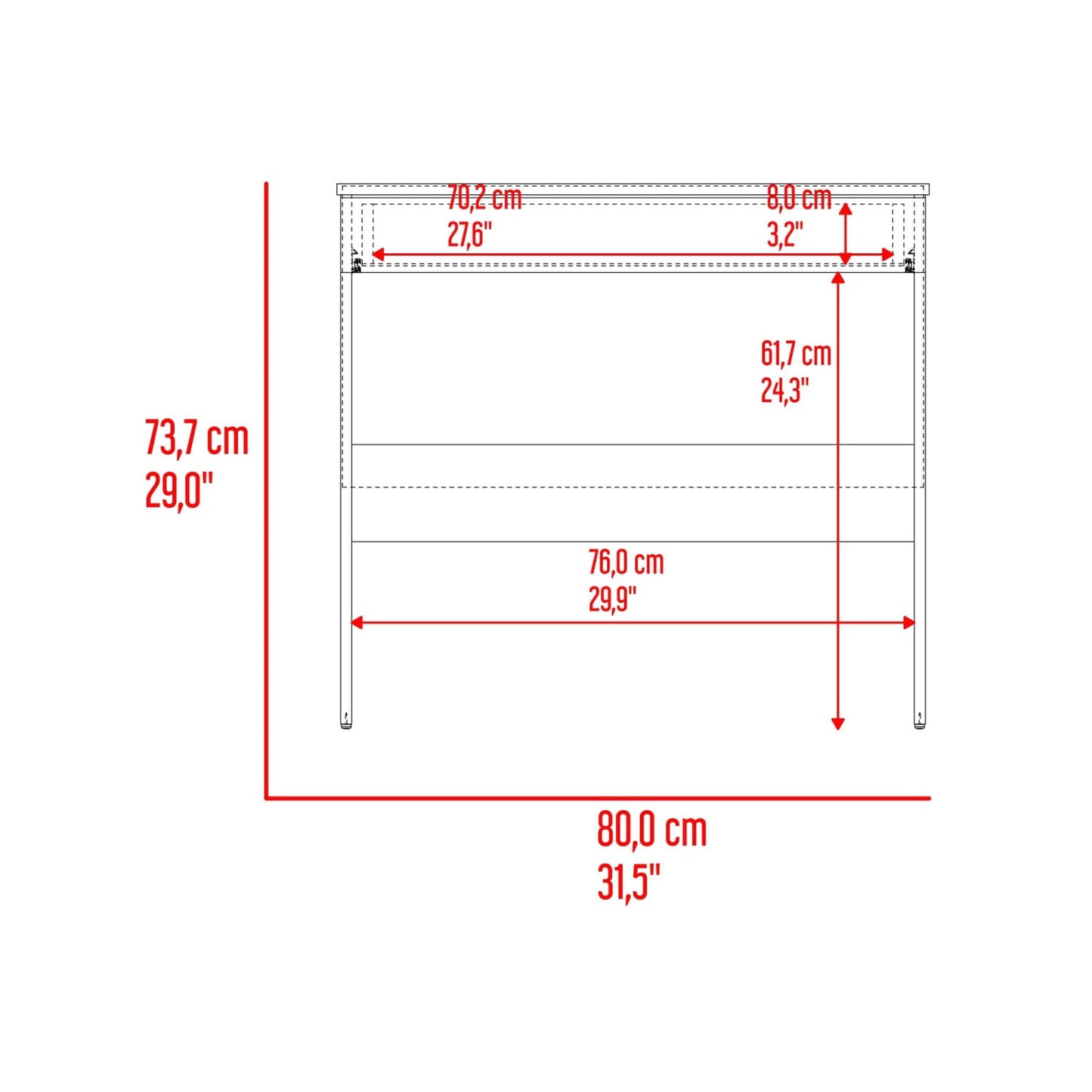 Escritorio Ohio Eco 73X80X49 Rta Fresno Europeo Blanco