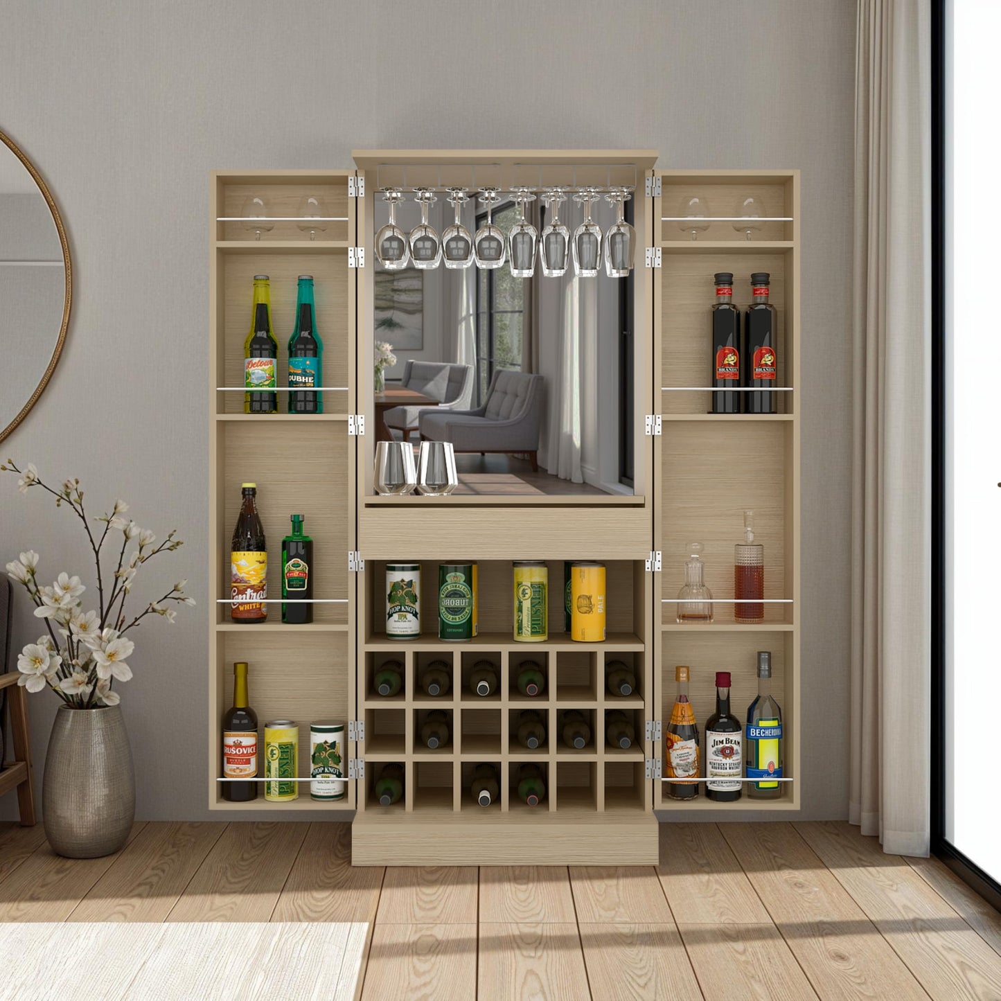 Bar Malbec Con Espejo Alto 175X75X42 Rta Cartagena Zf