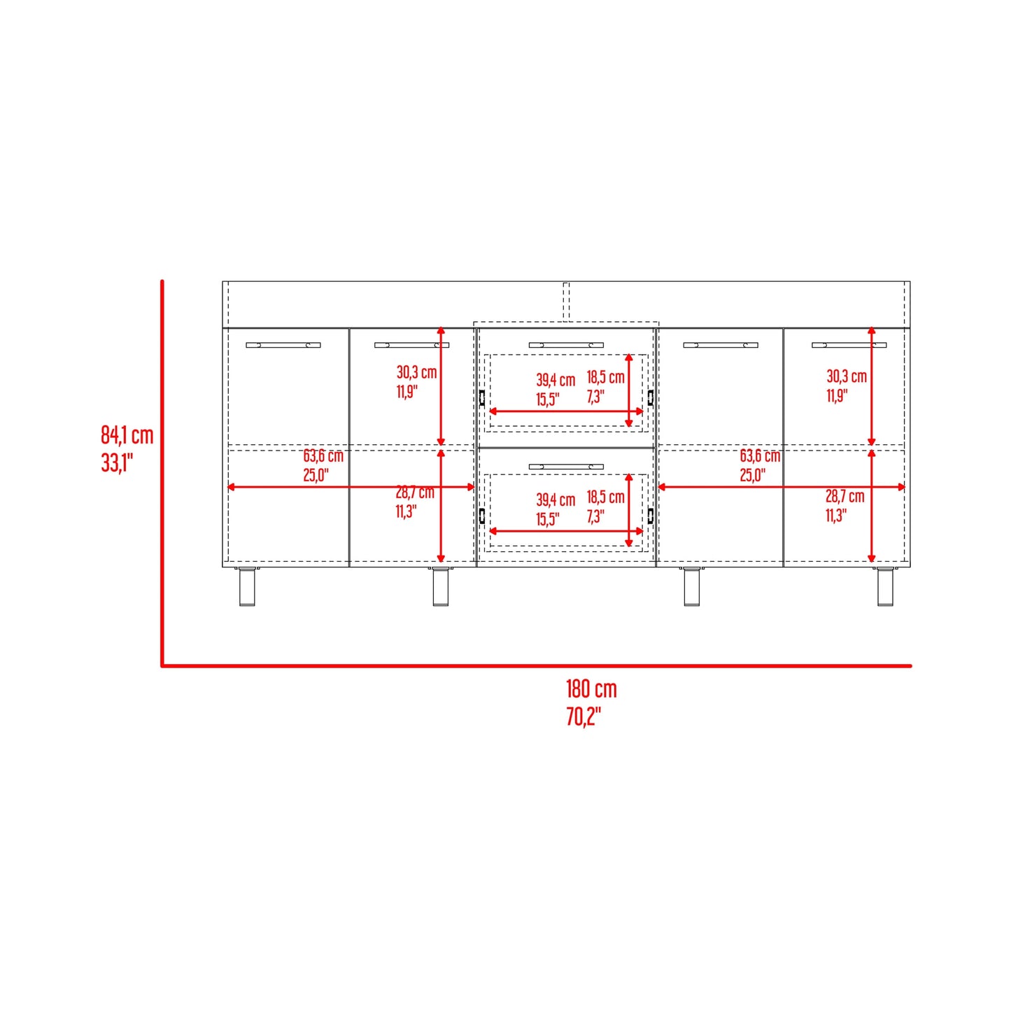 Mueble Inferior Cocina 180 Luna 84X180X50 Rta Wengue Miel