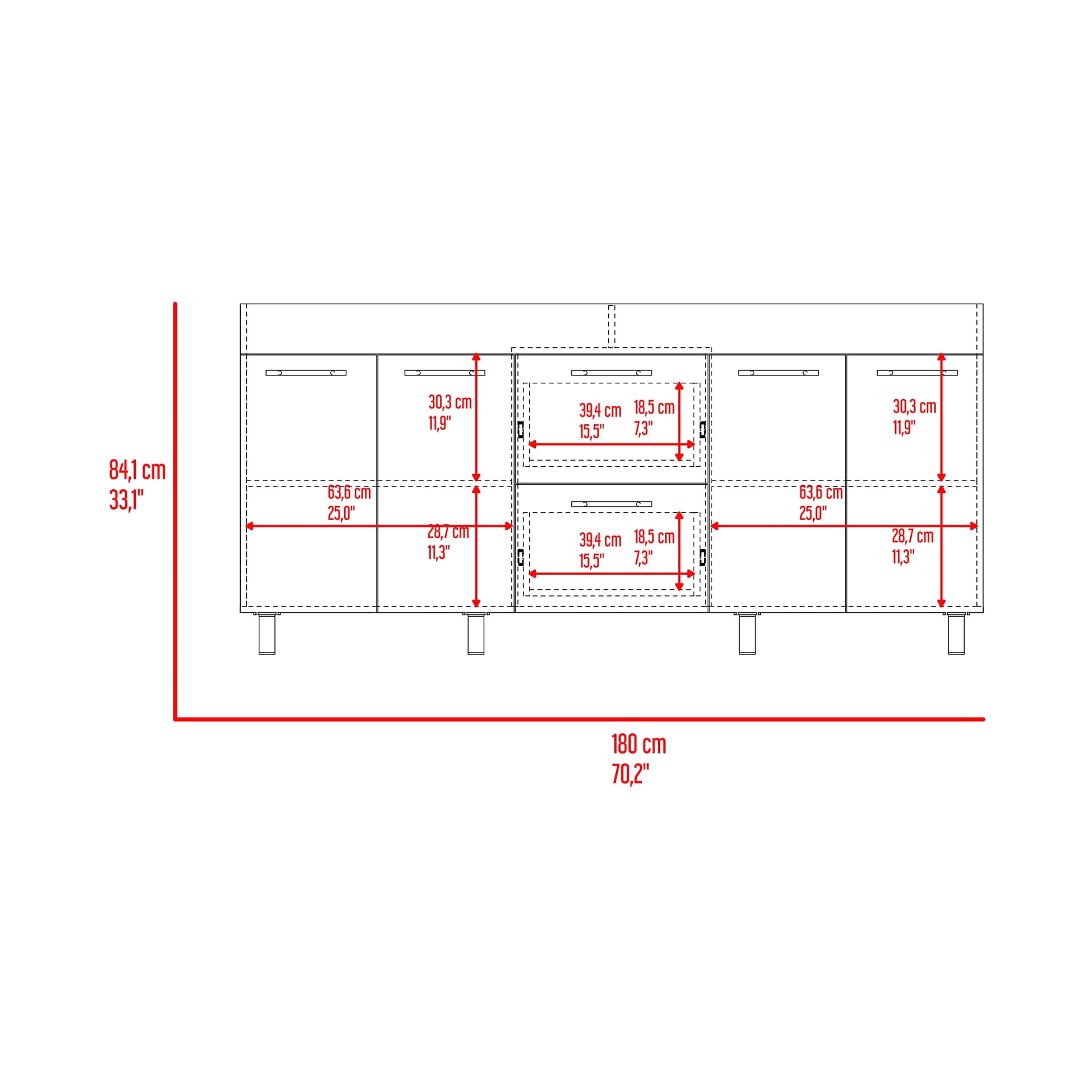 Mueble Inferior Cocina 180 Luna 84X180X50 Rta Wengue Miel