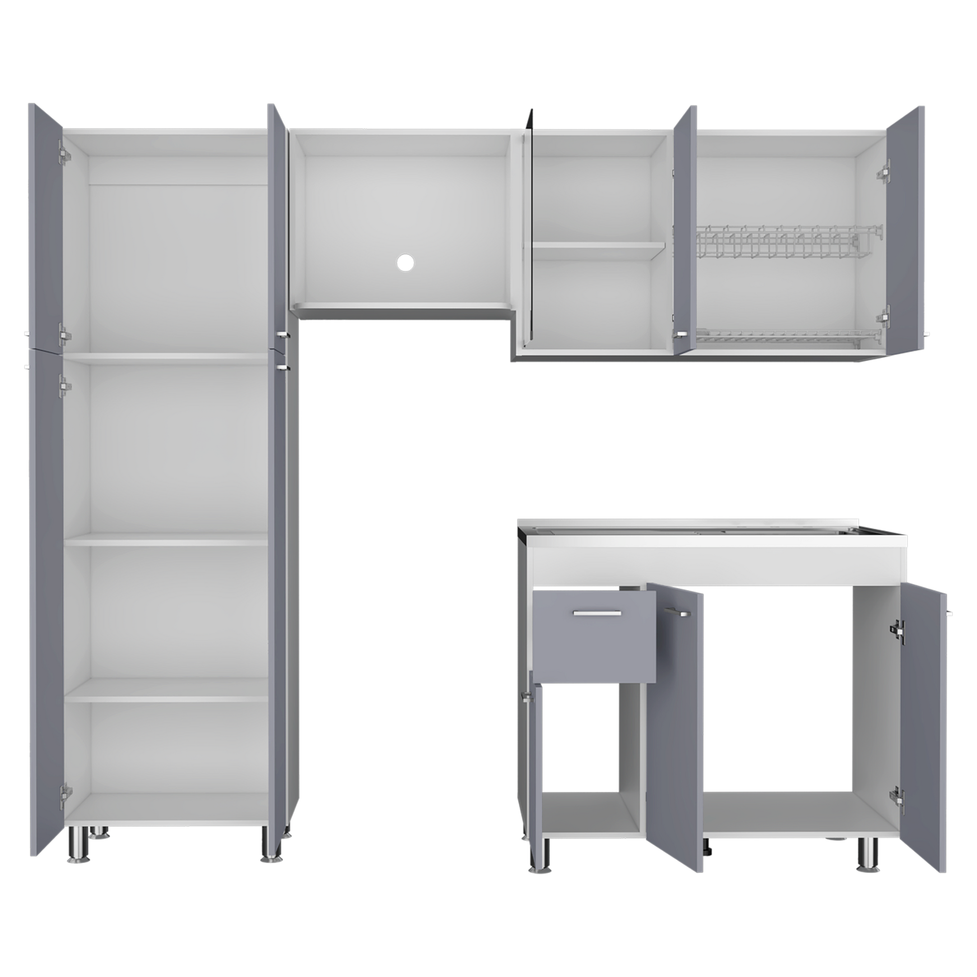 Cocina Completa Ferreti Rta Blanco + Gris