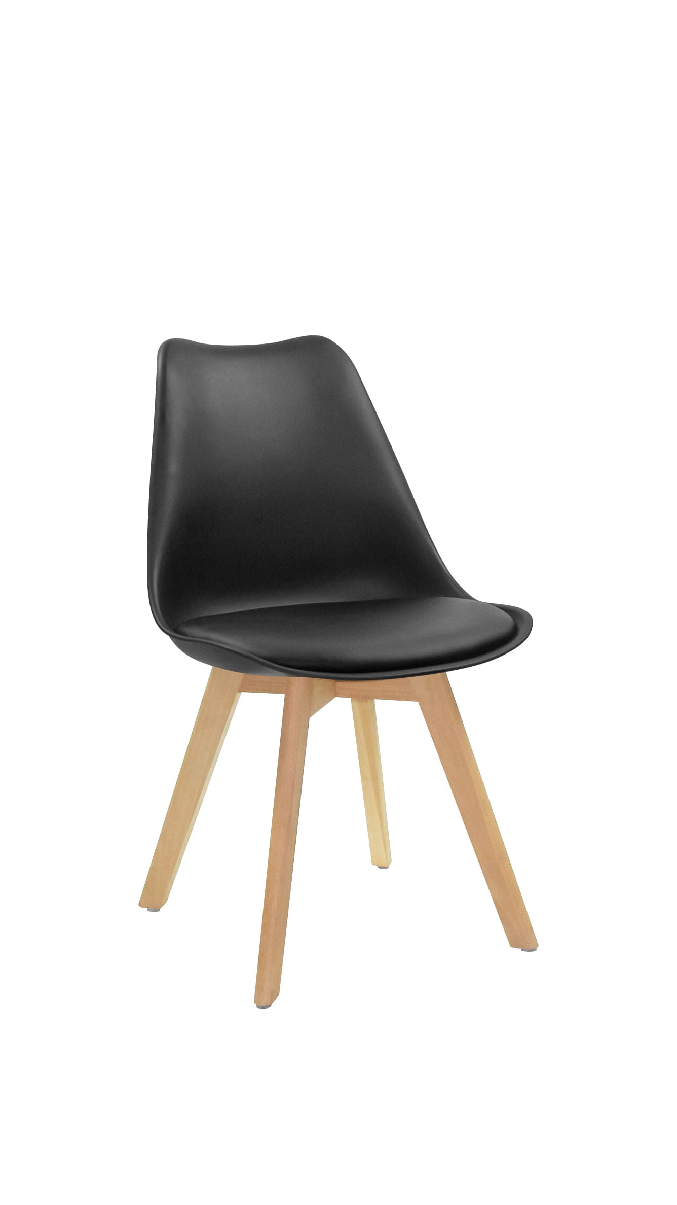 Set X4 Unidades Silla Comedor Negra Patas Café