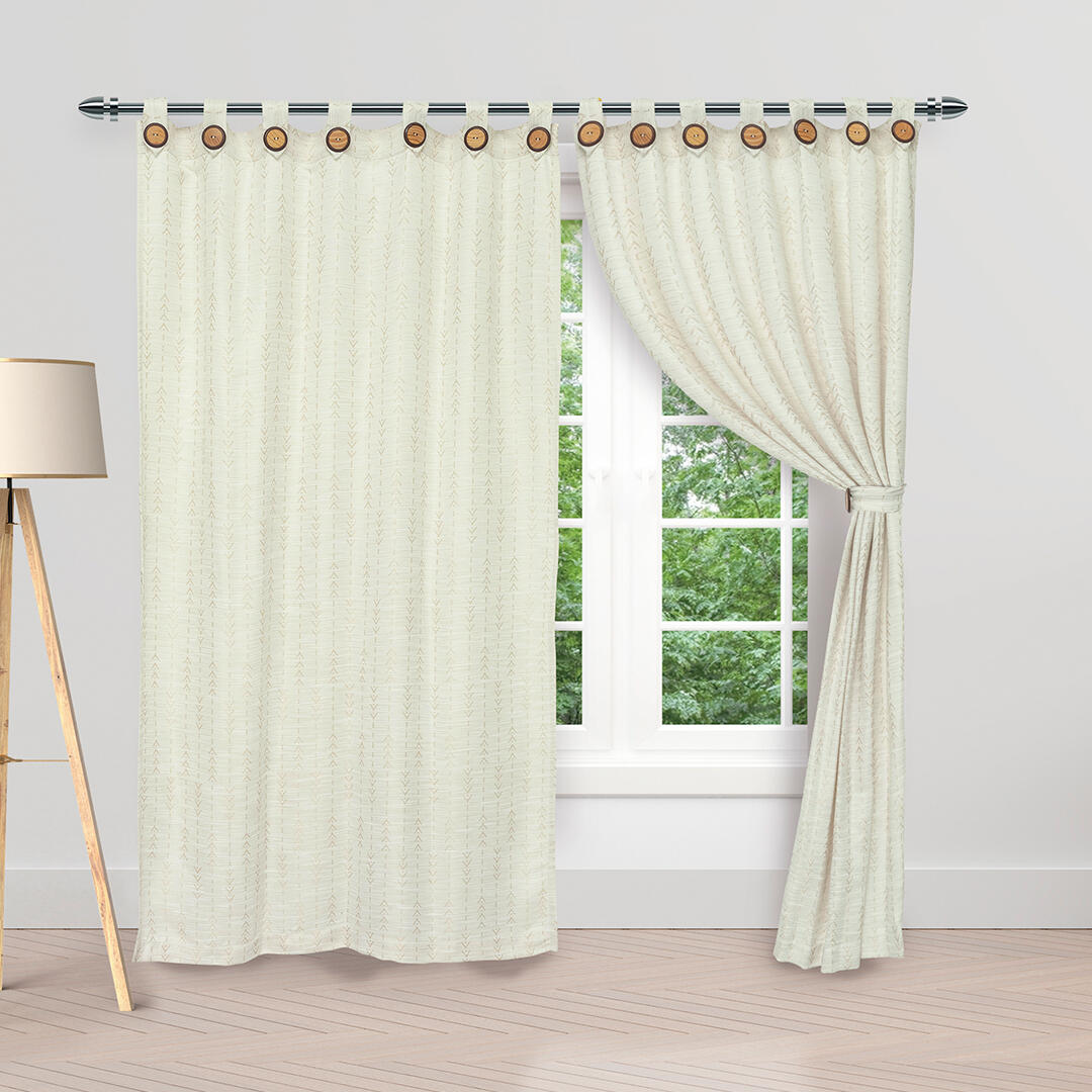 Cortina Mimbre Boton Beige Acogedoras