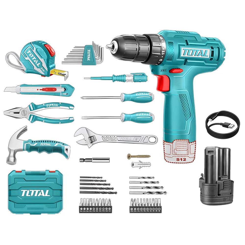 Taladro Inalambrico 38 10Mm  Kit De Herramientas 89 Pzs Total Thkthp10892