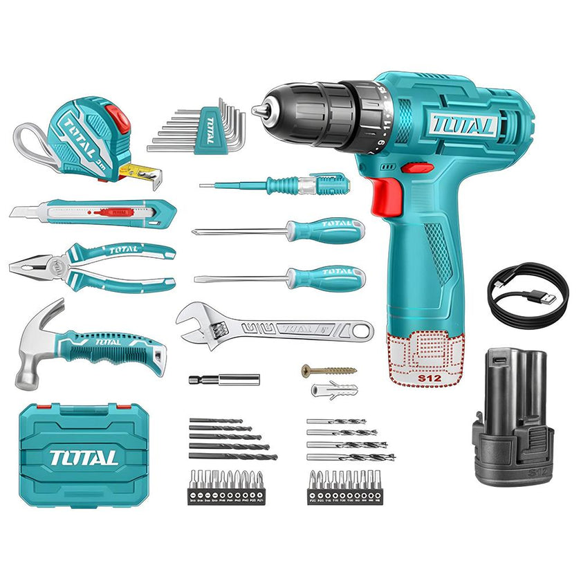 Taladro Inalambrico 38 10Mm  Kit De Herramientas 89 Pzs Total Thkthp10892