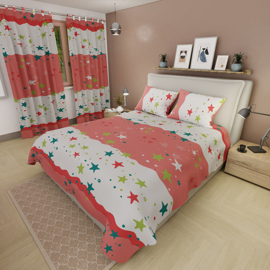 Juego De Sábanas Con Cortinas Fiesta Estelar