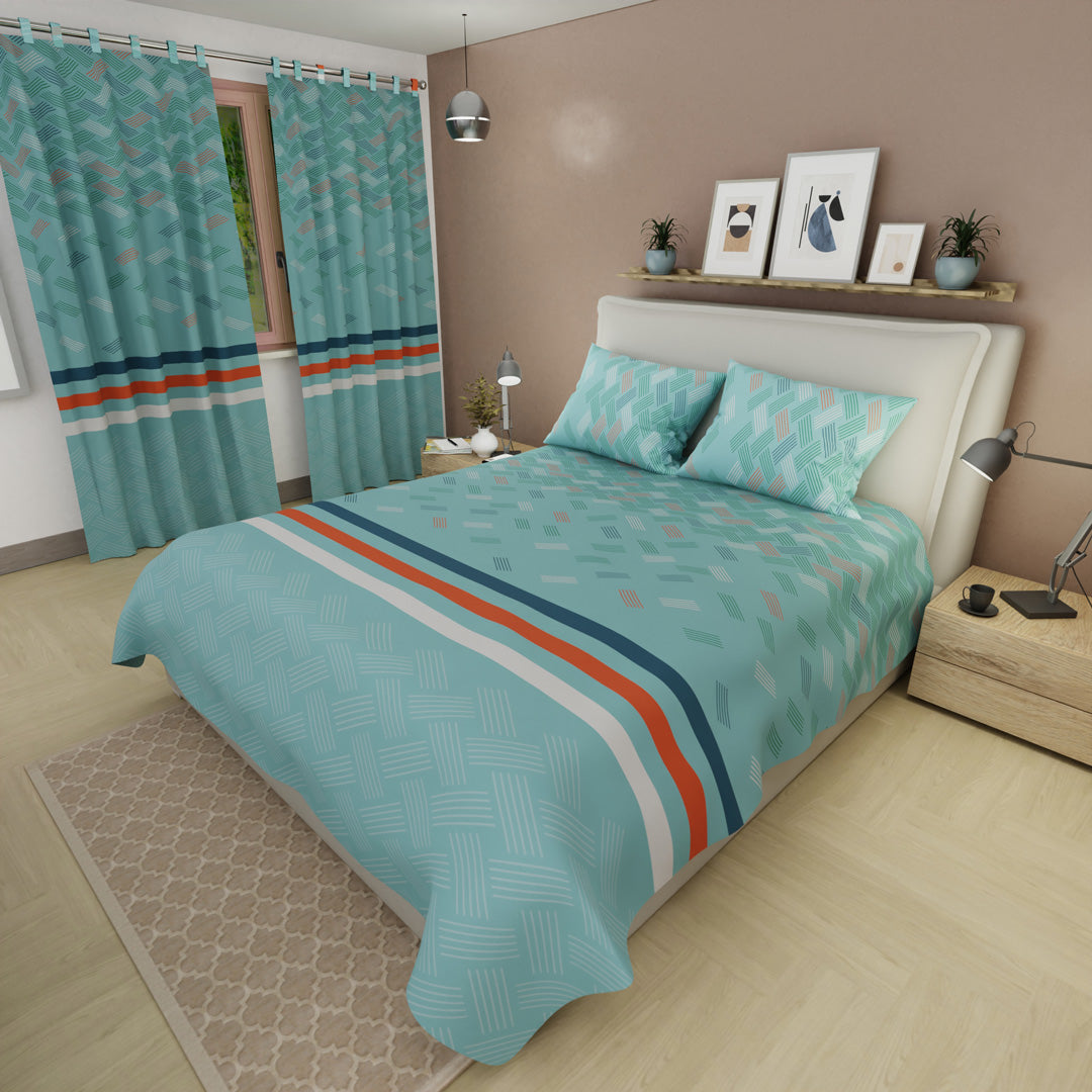 Juego De Sábanas Con Cortinas Olas Urbanas