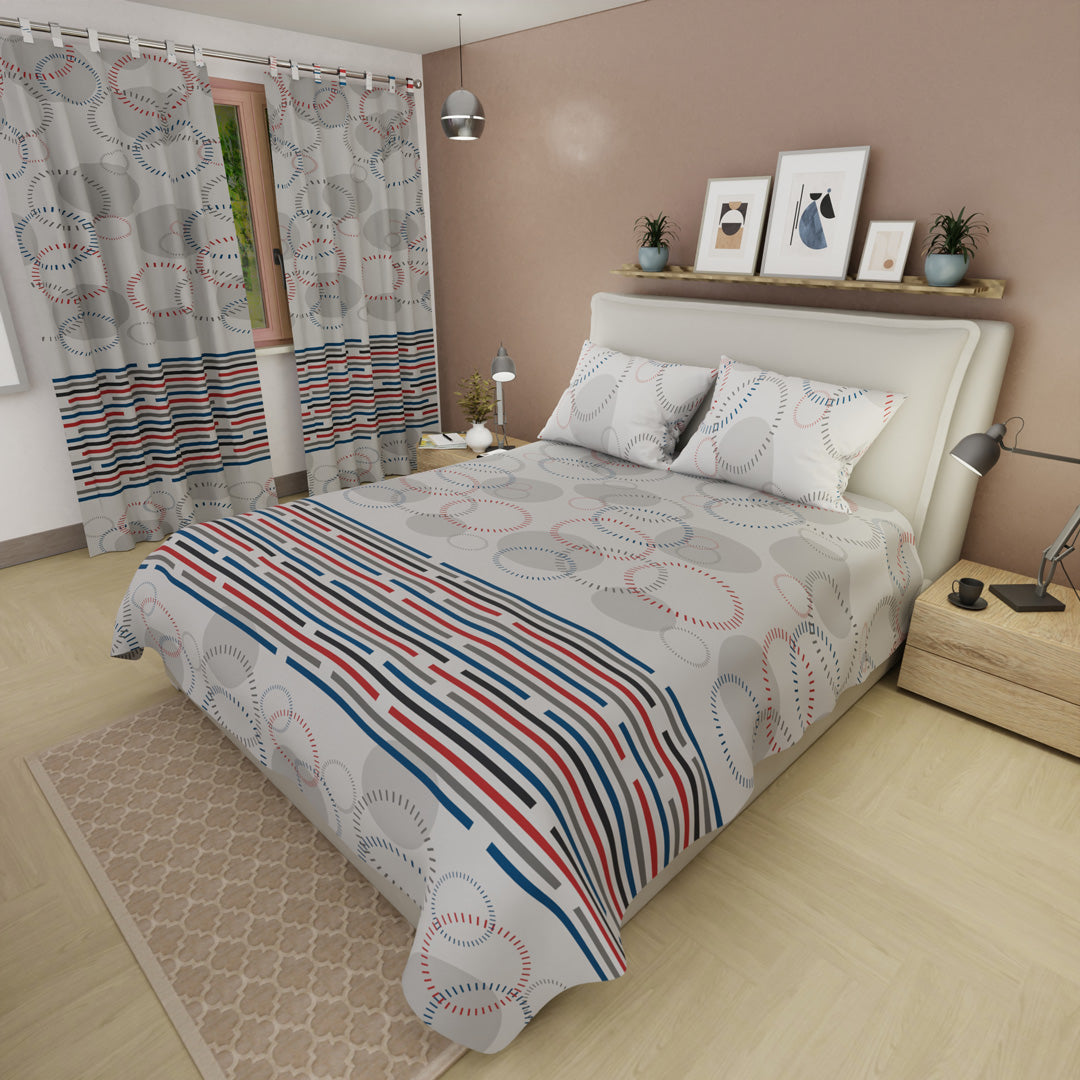 Juego De Sábanas Con Cortinas Grafito Moderno