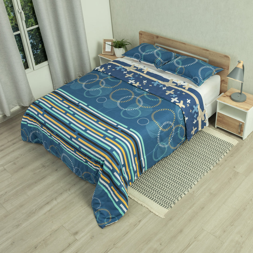 Cubrelecho Semiacolchado Doble Faz Blue Galaxy