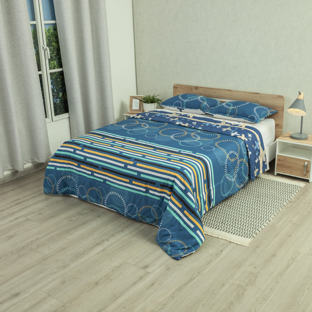 Cubrelecho Semiacolchado Doble Faz Blue Galaxy