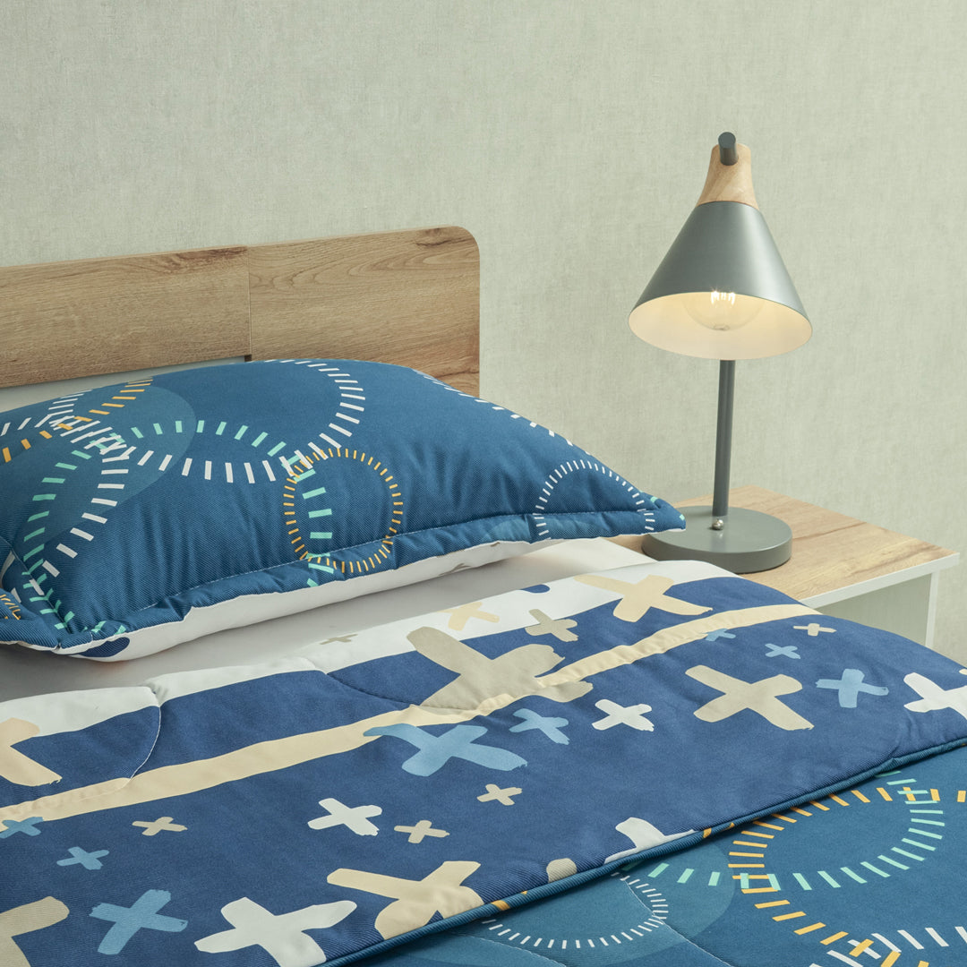 Cubrelecho Semiacolchado Doble Faz Blue Galaxy