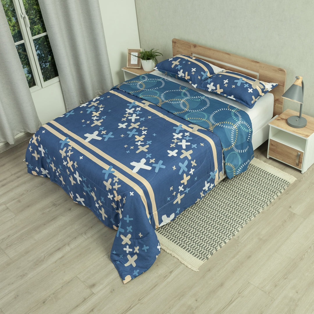 Cubrelecho Semiacolchado Doble Faz Blue Galaxy