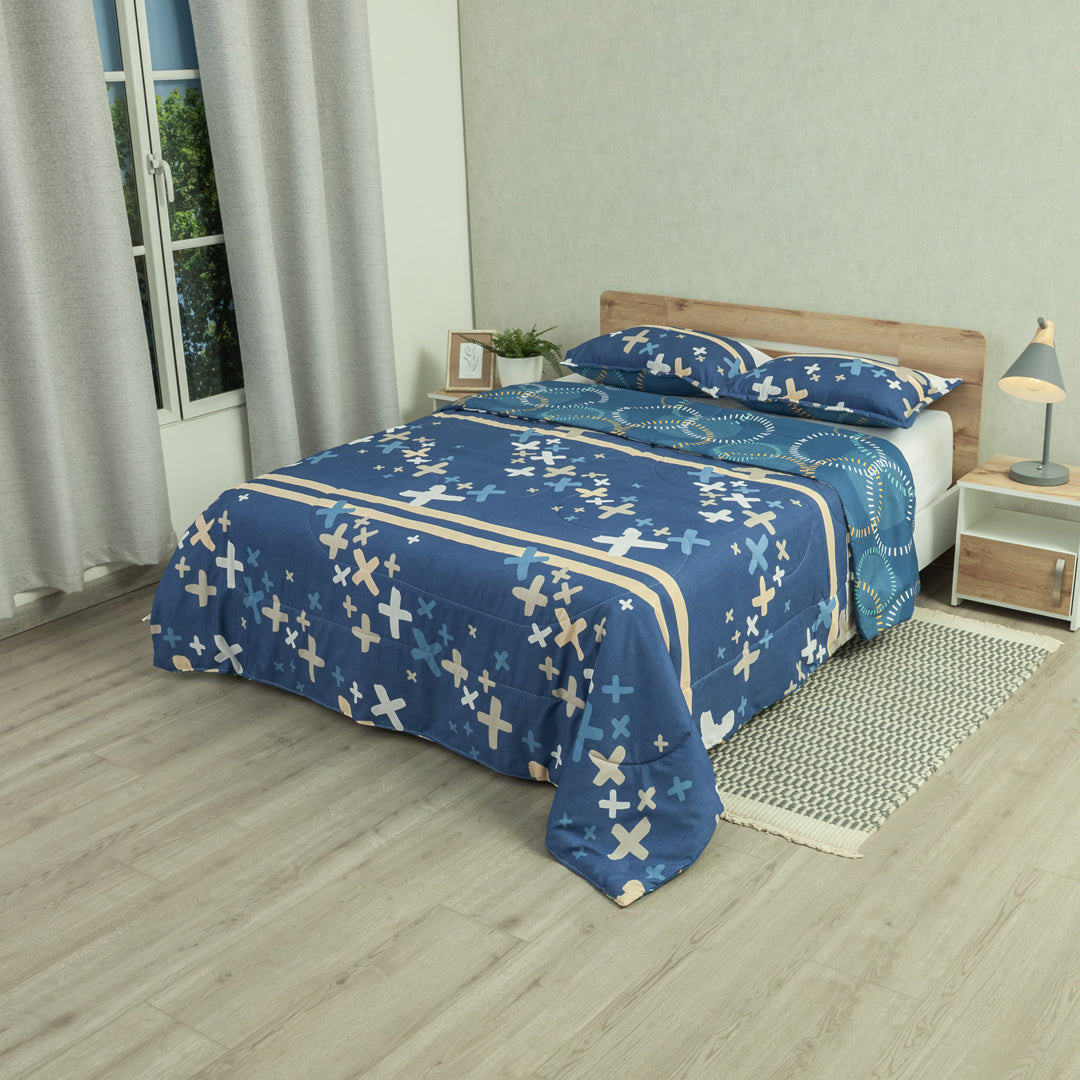 Cubrelecho Semiacolchado Doble Faz Blue Galaxy