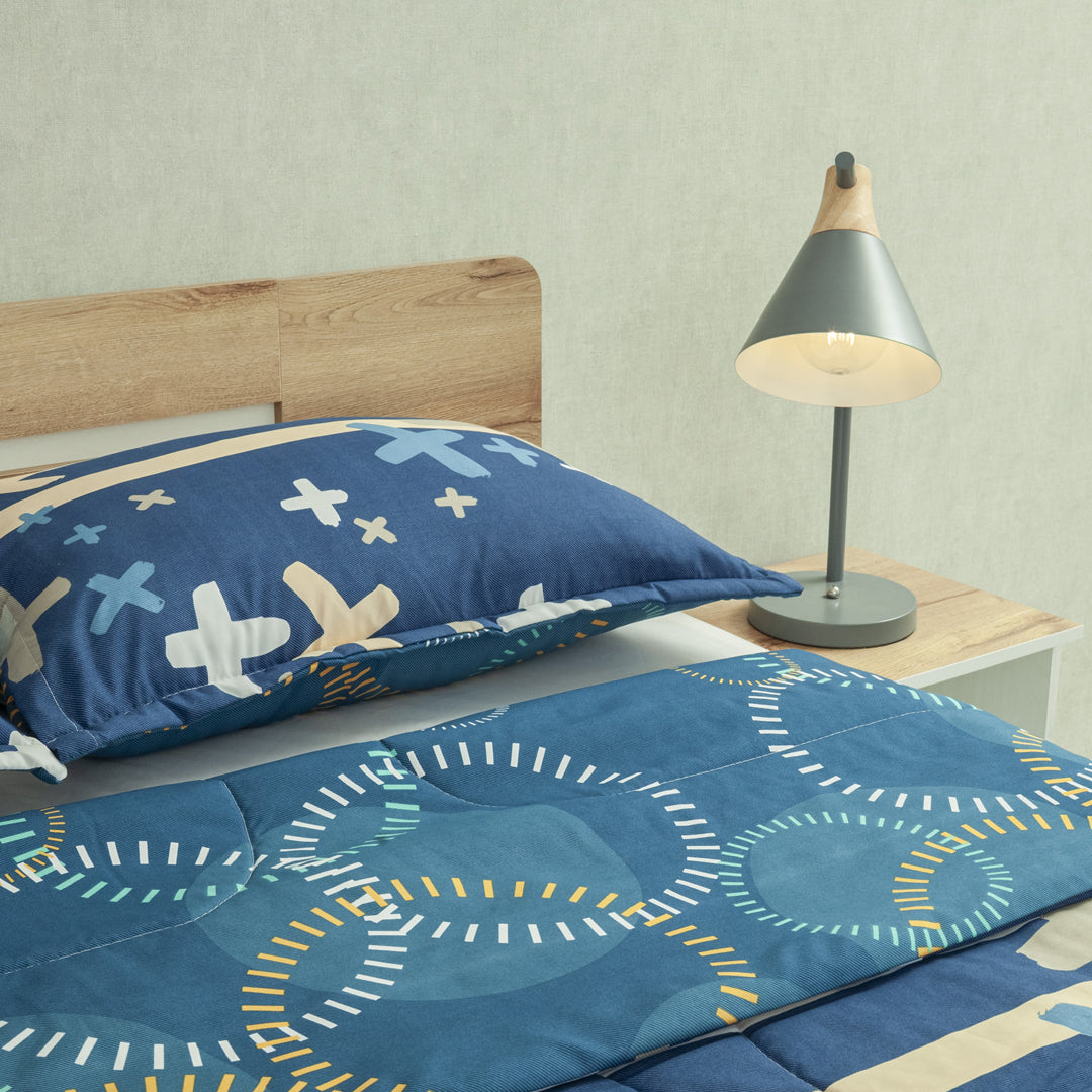 Cubrelecho Semiacolchado Doble Faz Blue Galaxy