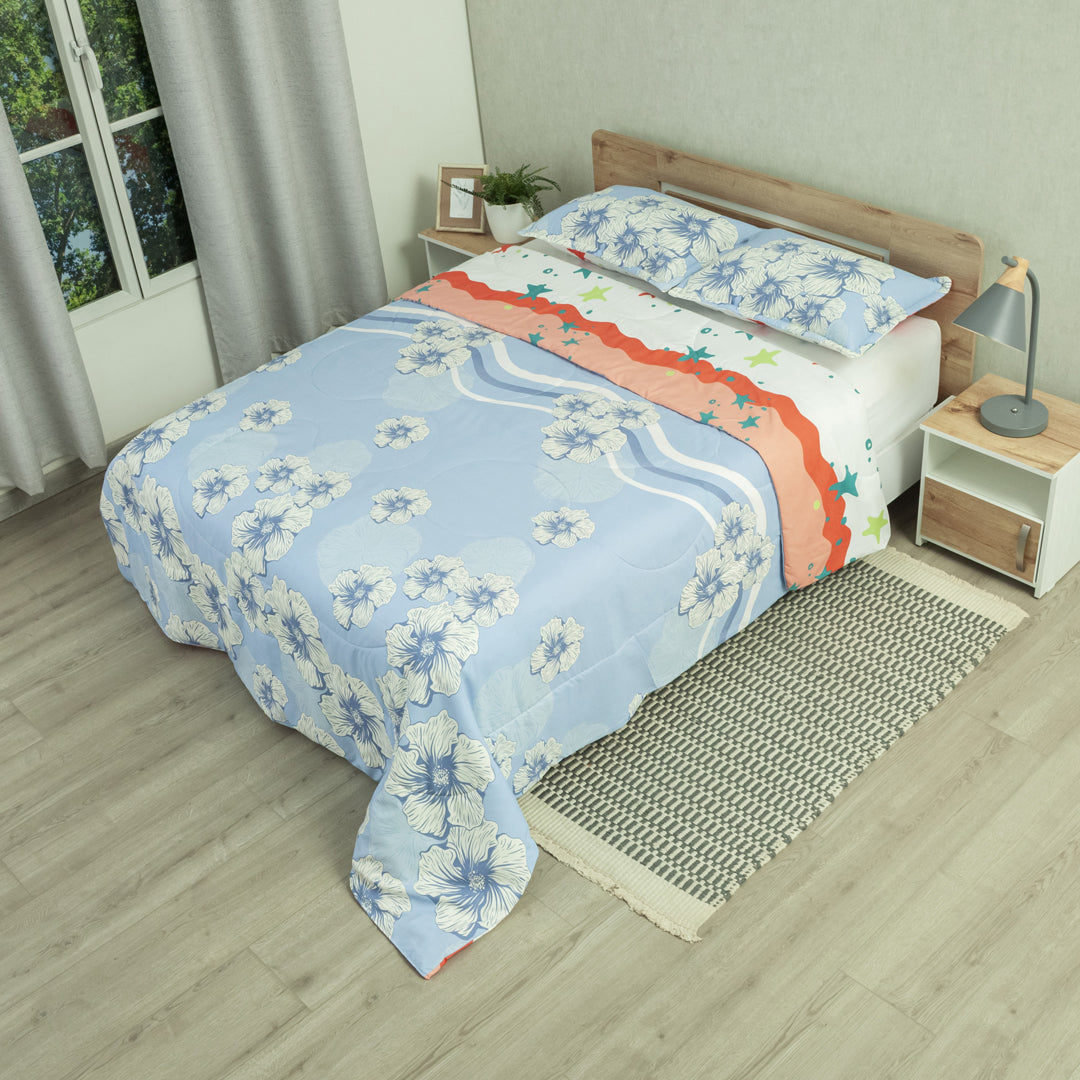 Cubrelecho Semiacolchado Doble Faz Pureza De Cielo