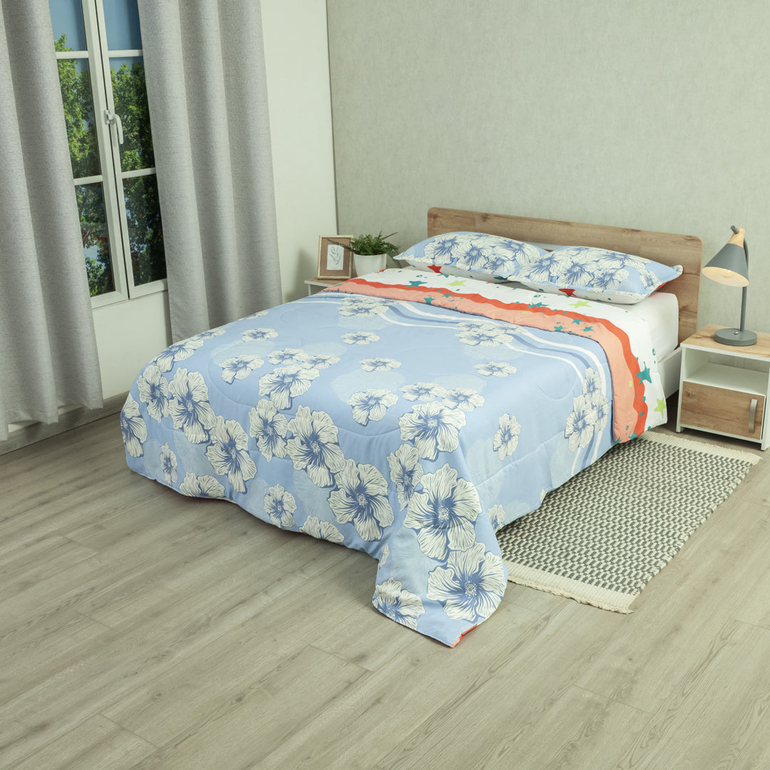 Cubrelecho Semiacolchado Doble Faz Pureza De Cielo