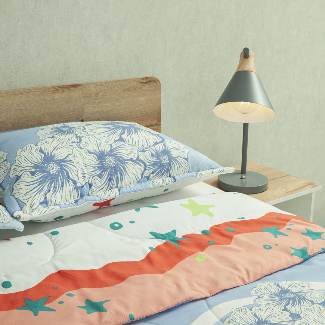 Cubrelecho Semiacolchado Doble Faz Pureza De Cielo