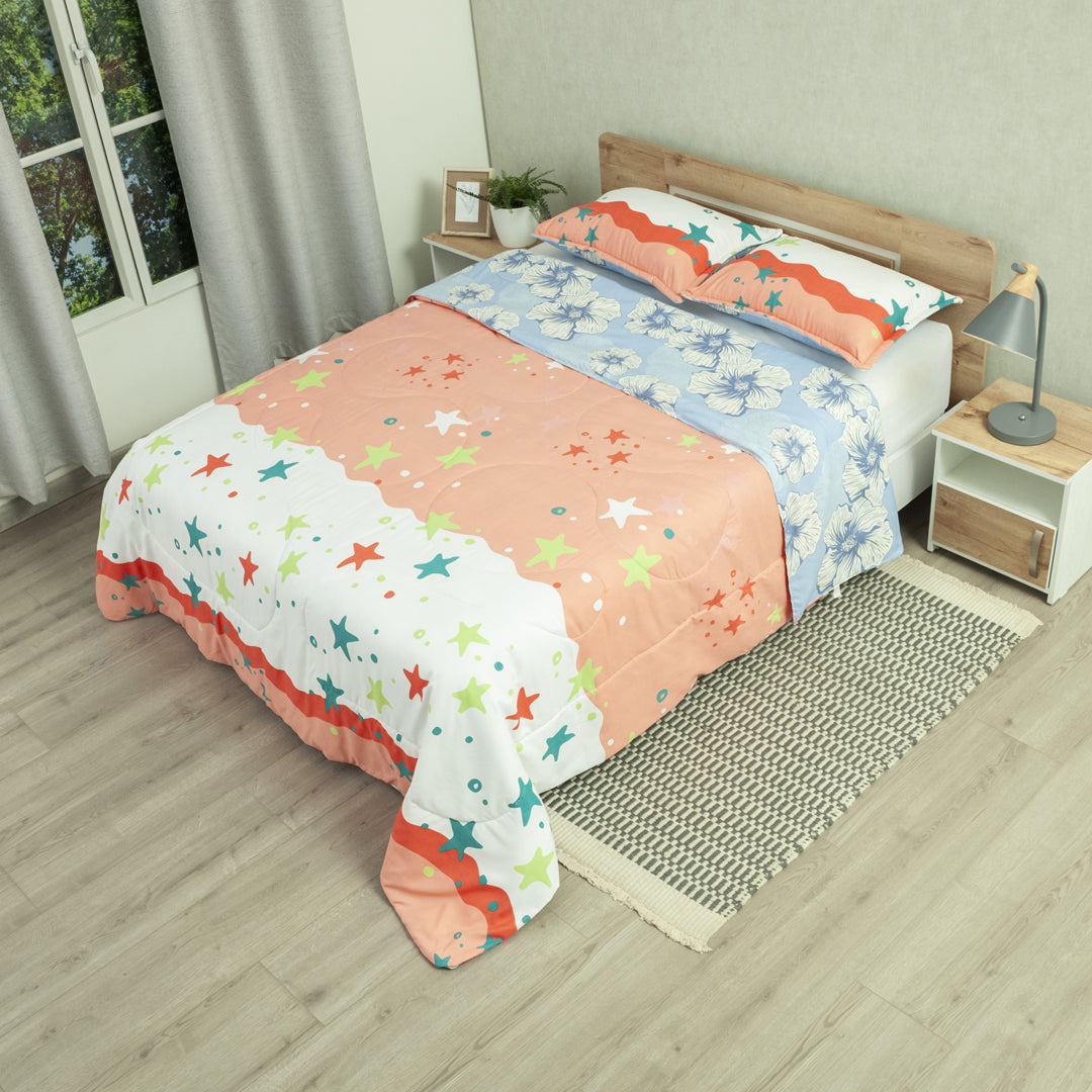 Cubrelecho Semiacolchado Doble Faz Pureza De Cielo