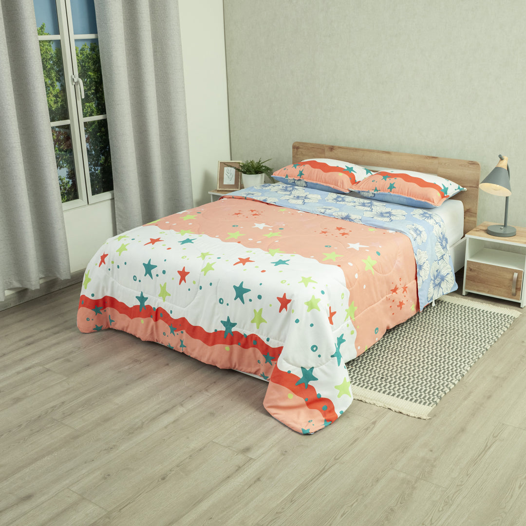 Cubrelecho Semiacolchado Doble Faz Pureza De Cielo