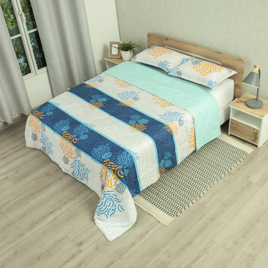 Cubrelecho Semiacolchado Doble Faz Marea Serena