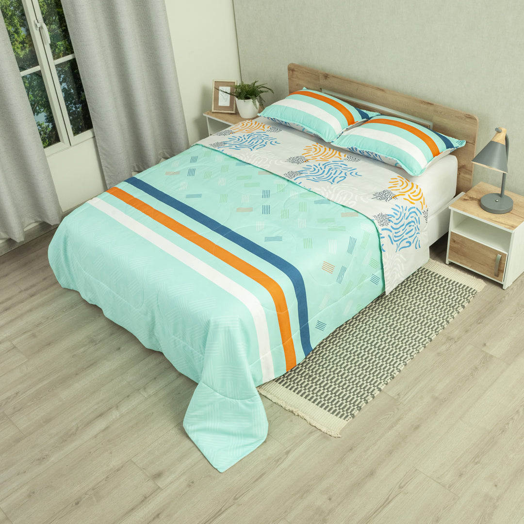 Cubrelecho Semiacolchado Doble Faz Marea Serena