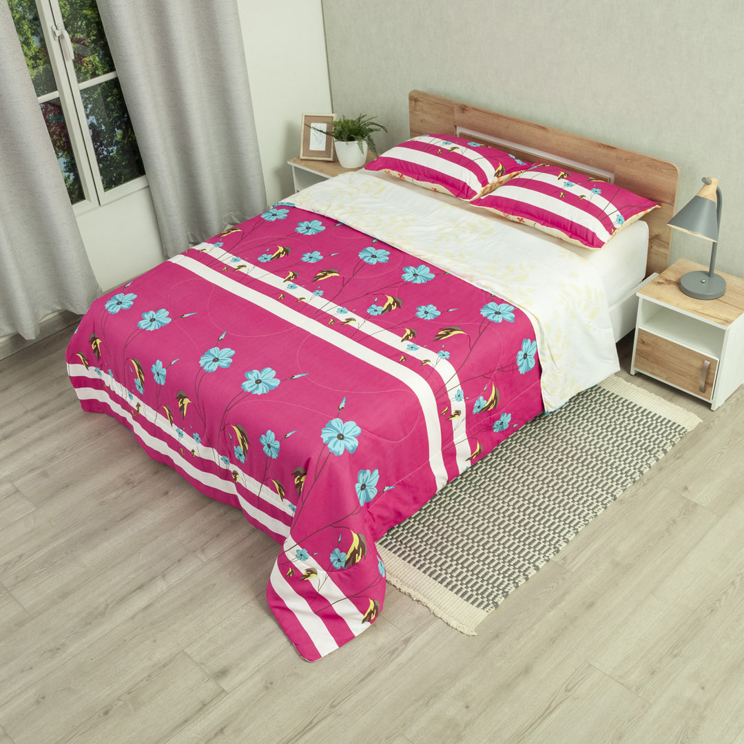 Cubrelecho Semiacolchado Doble Faz Jardín De Luz