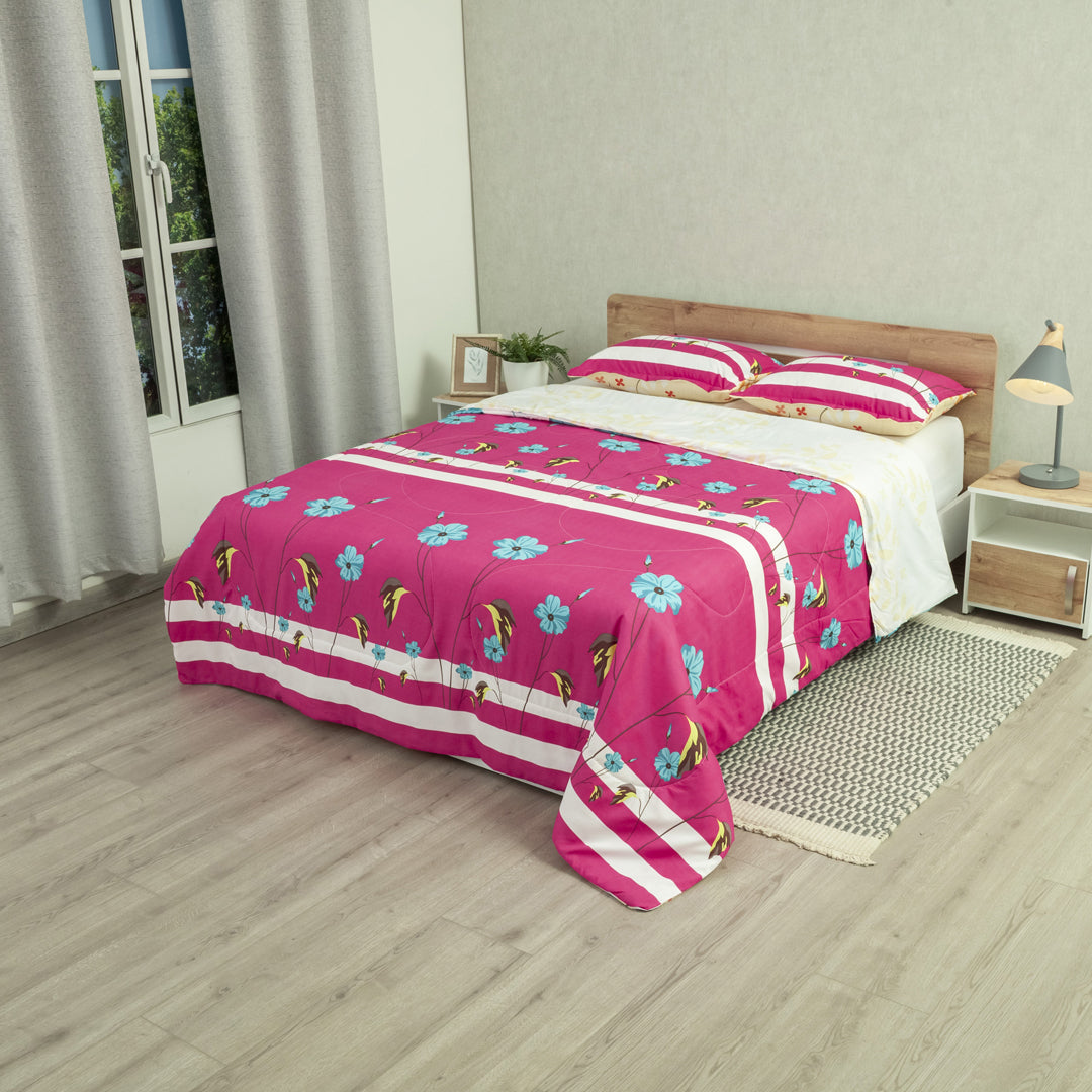 Cubrelecho Semiacolchado Doble Faz Jardín De Luz