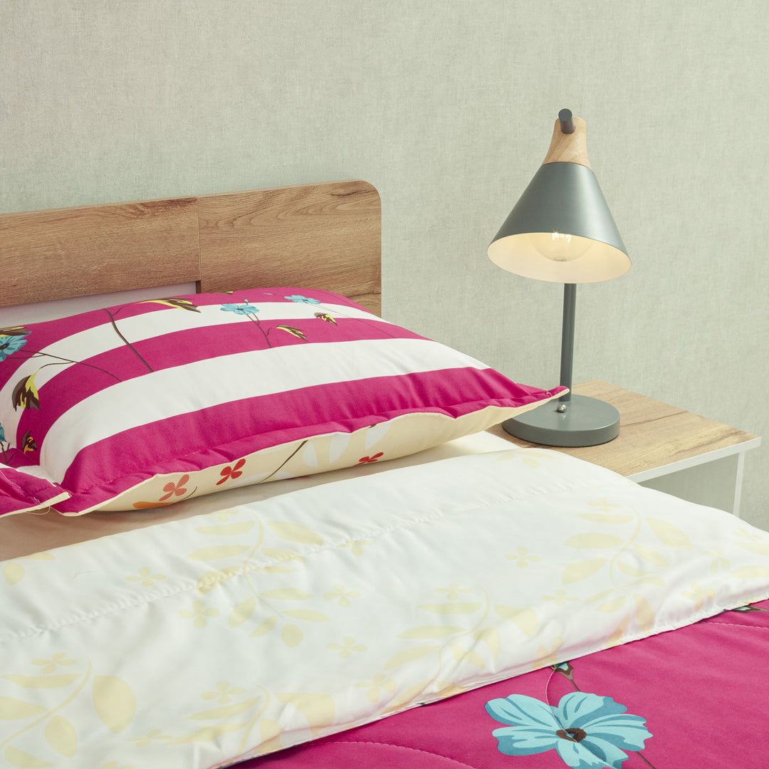 Cubrelecho Semiacolchado Doble Faz Jardín De Luz