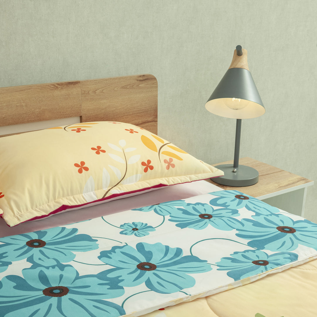 Cubrelecho Semiacolchado Doble Faz Jardín De Luz