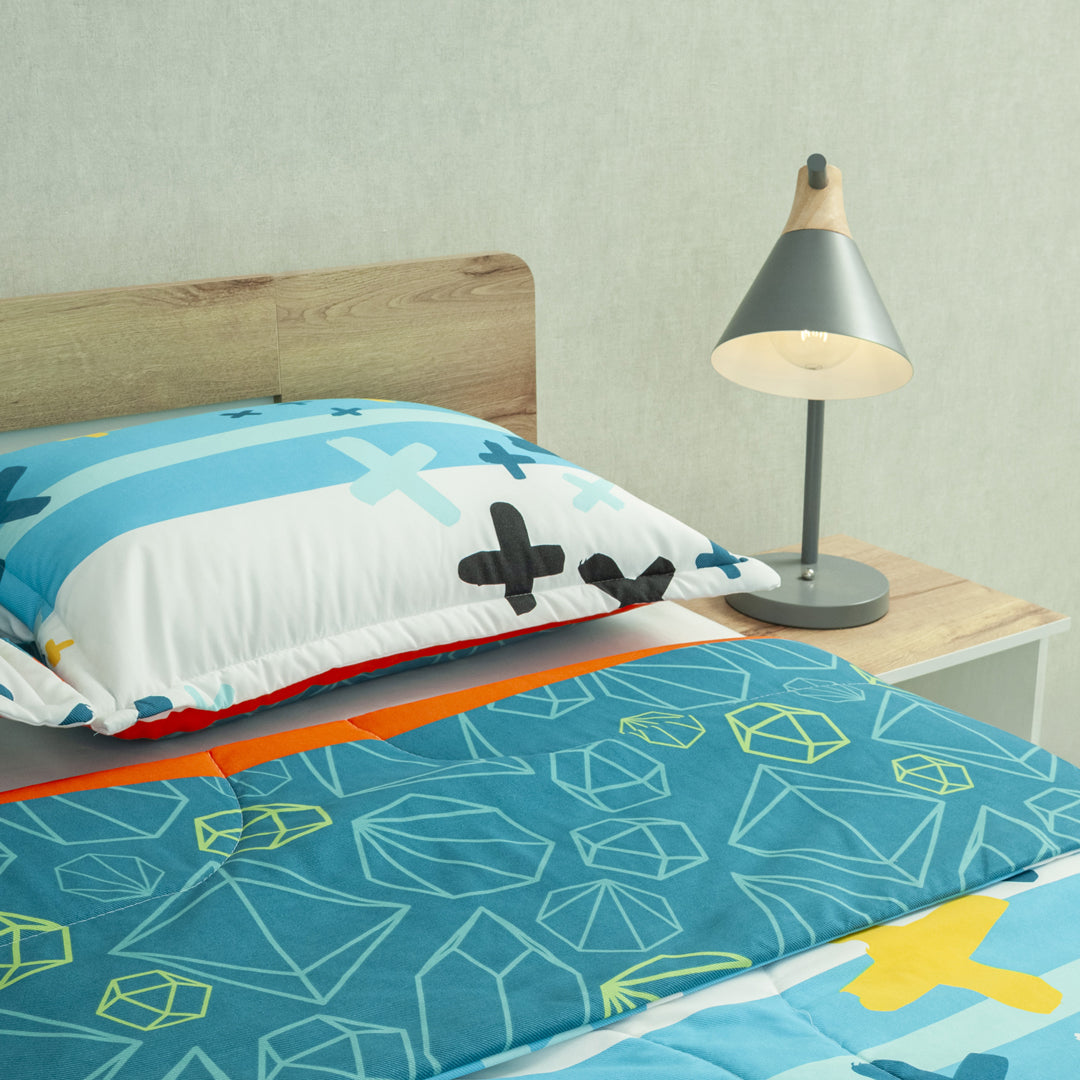 Cubrelecho Semiacolchado Doble Faz Primavera Geométrica