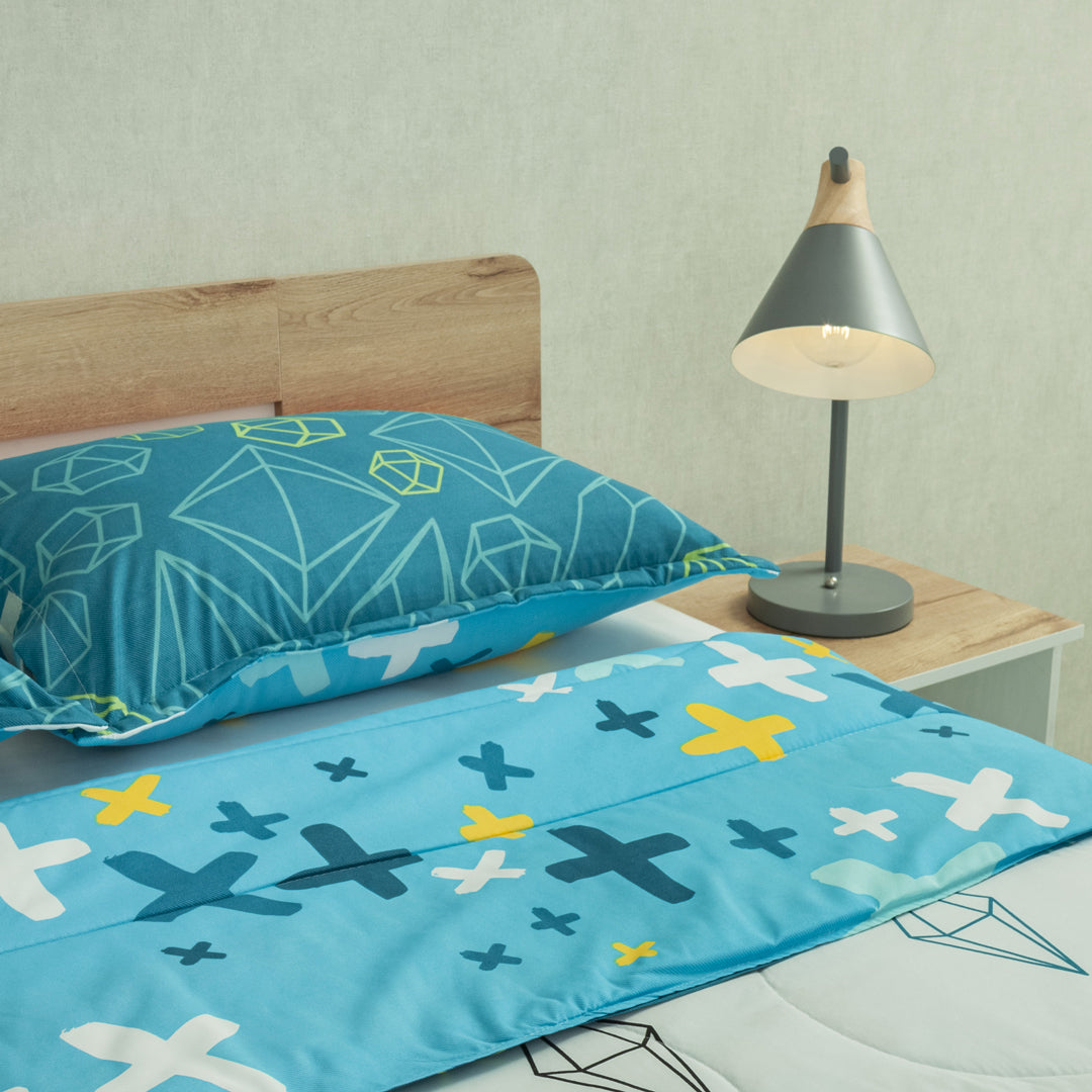 Cubrelecho Semiacolchado Doble Faz Primavera Geométrica