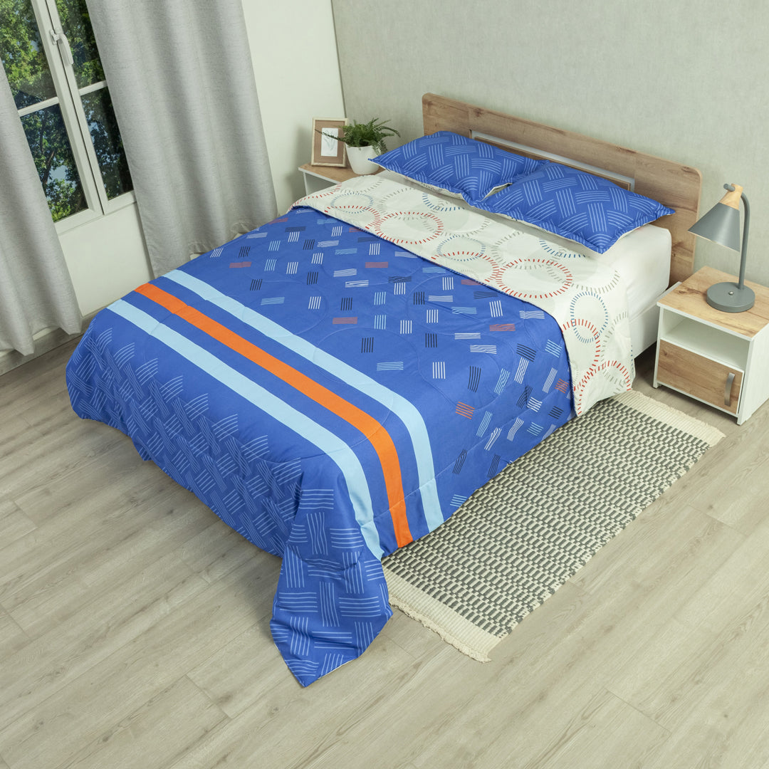 Cubrelecho Semiacolchado Doble Faz Grafito Moderno