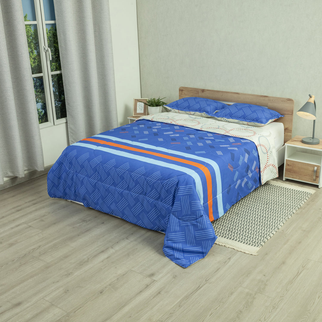 Cubrelecho Semiacolchado Doble Faz Grafito Moderno