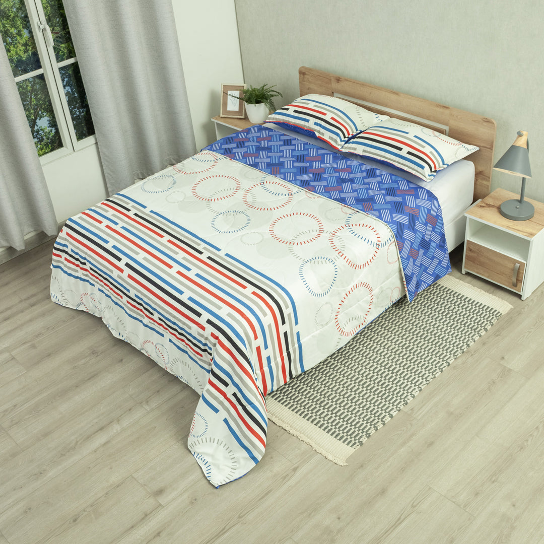 Cubrelecho Semiacolchado Doble Faz Grafito Moderno