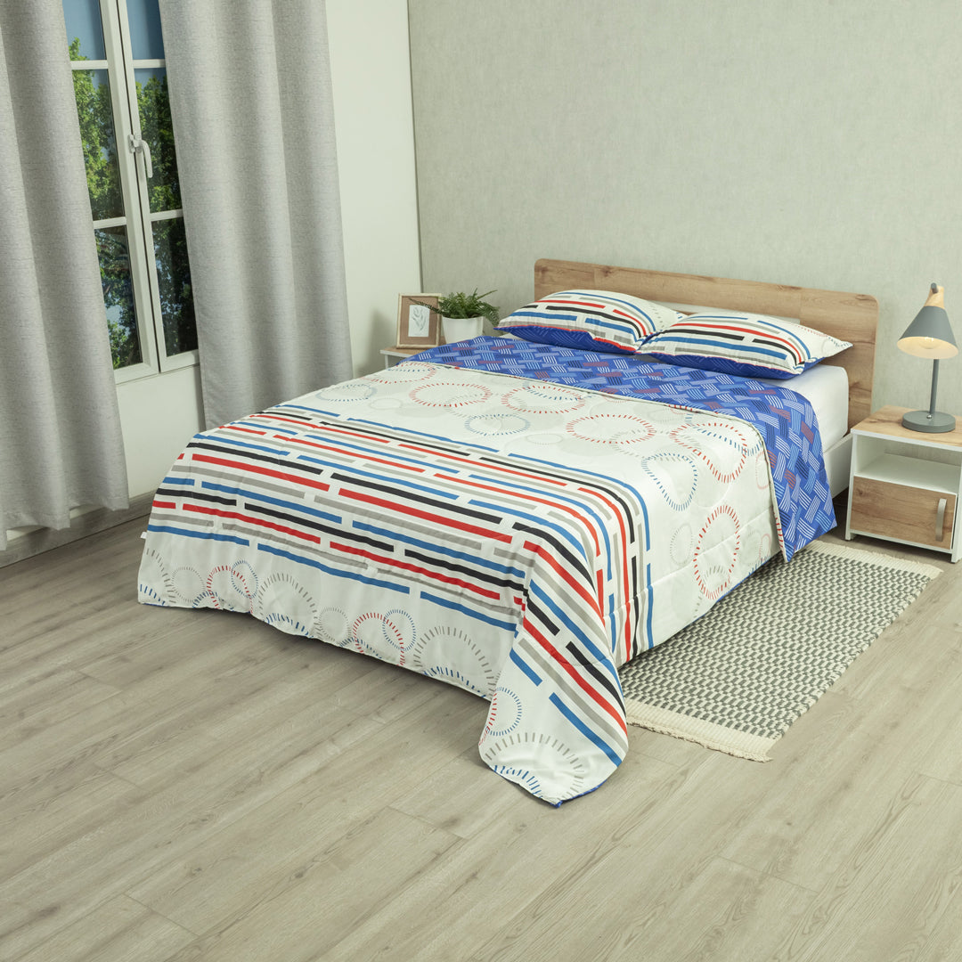 Cubrelecho Semiacolchado Doble Faz Grafito Moderno